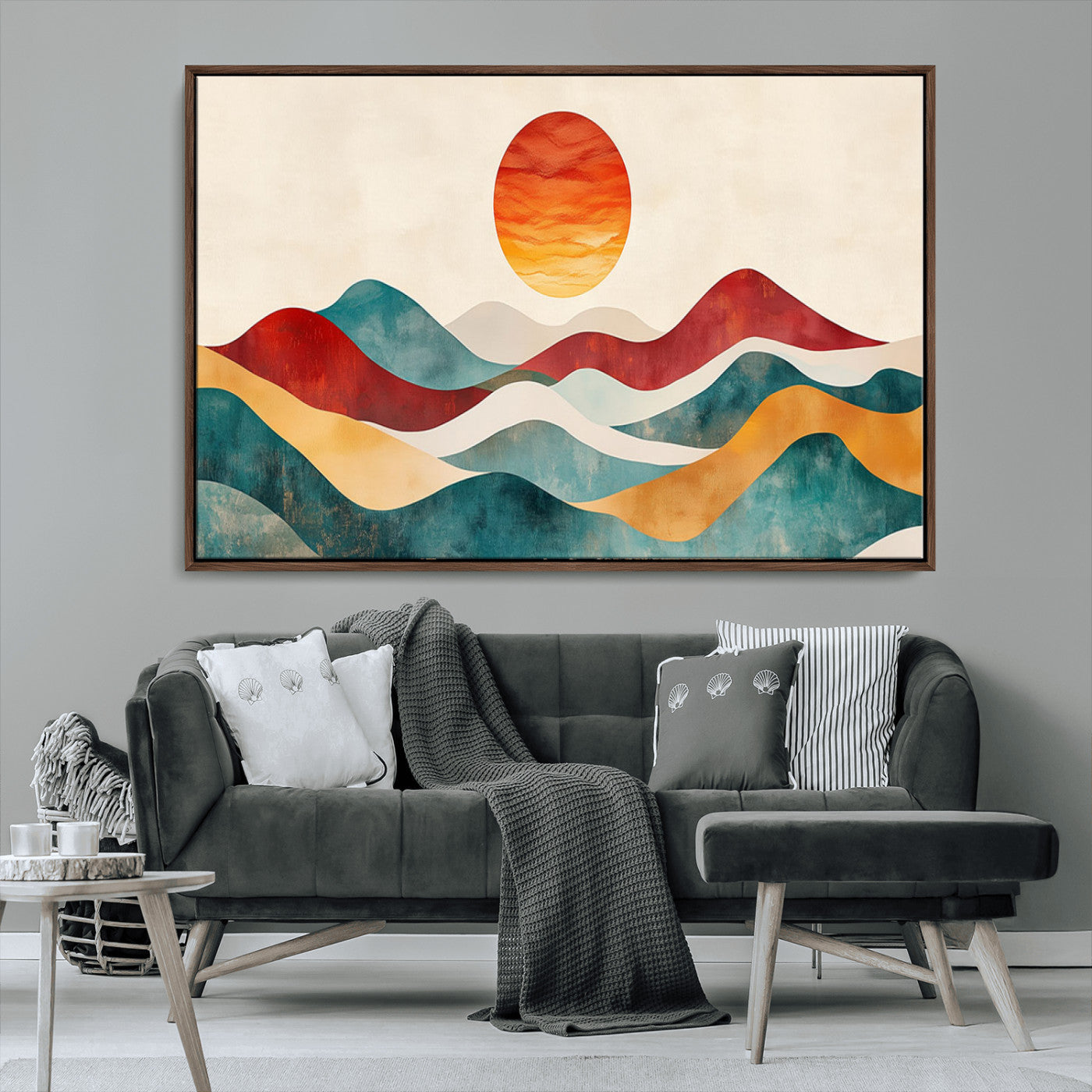 MGV-FC-36X24 - Southwest Mountain Canvas - Boho Triptych Wall Art - Rustic Woodland Nursery Decor - Abstract Nature