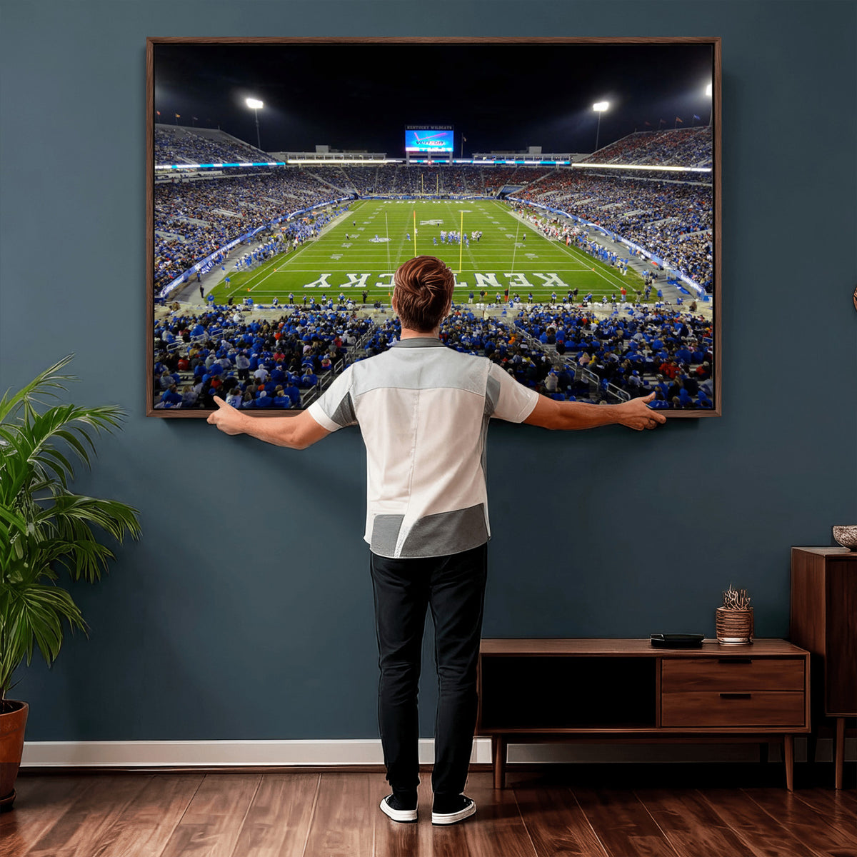 14304-MGV-CV-36X24 - Kroger Field Canvas Wall Art, Kentucky Stadium Wall Art, Framed and Ready to Hang