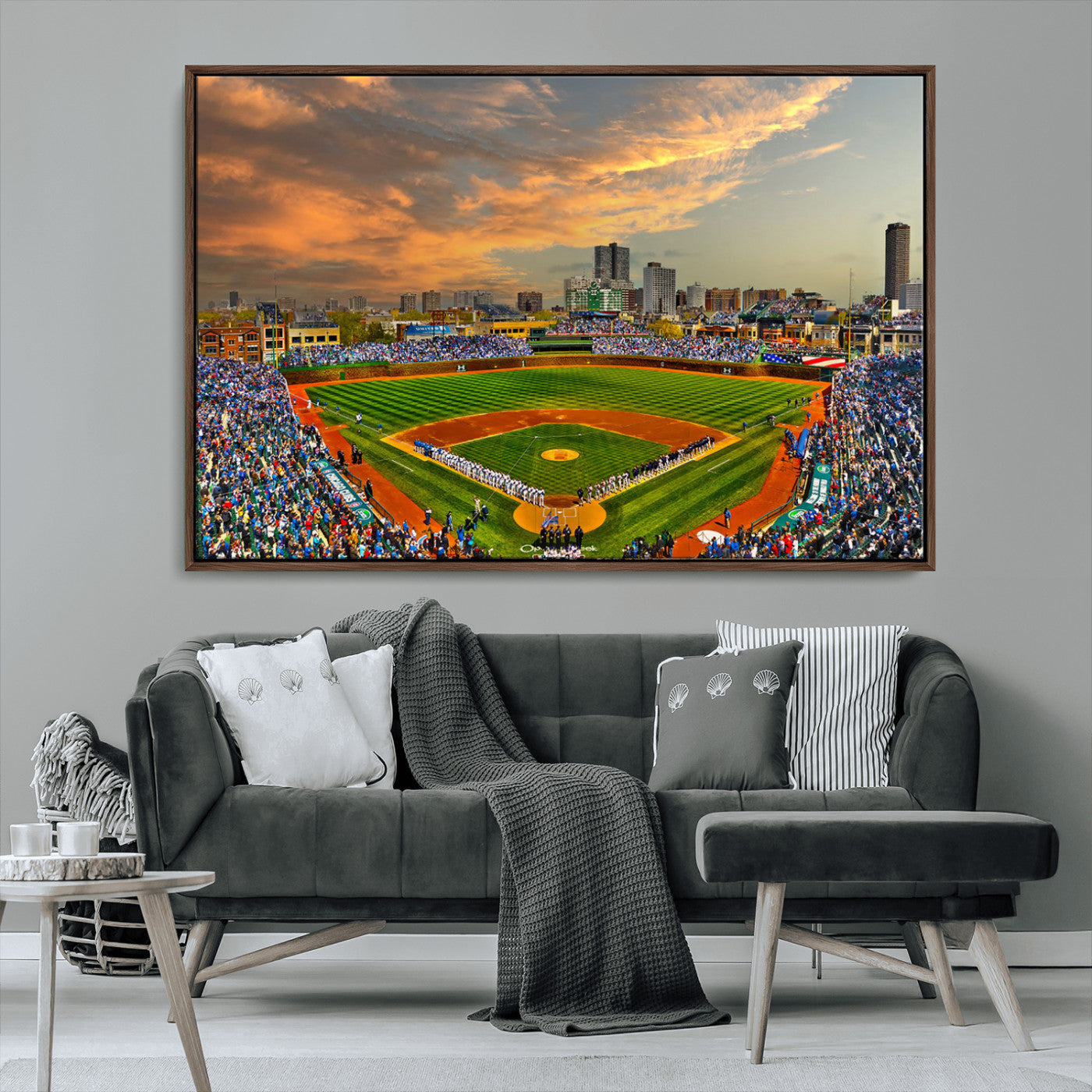 MGV-FC-36X24 - Chicago Wrigley Field Canvas Wall Art - Iconic Baseball Stadium Art Print - Wrigley Field Chicago
