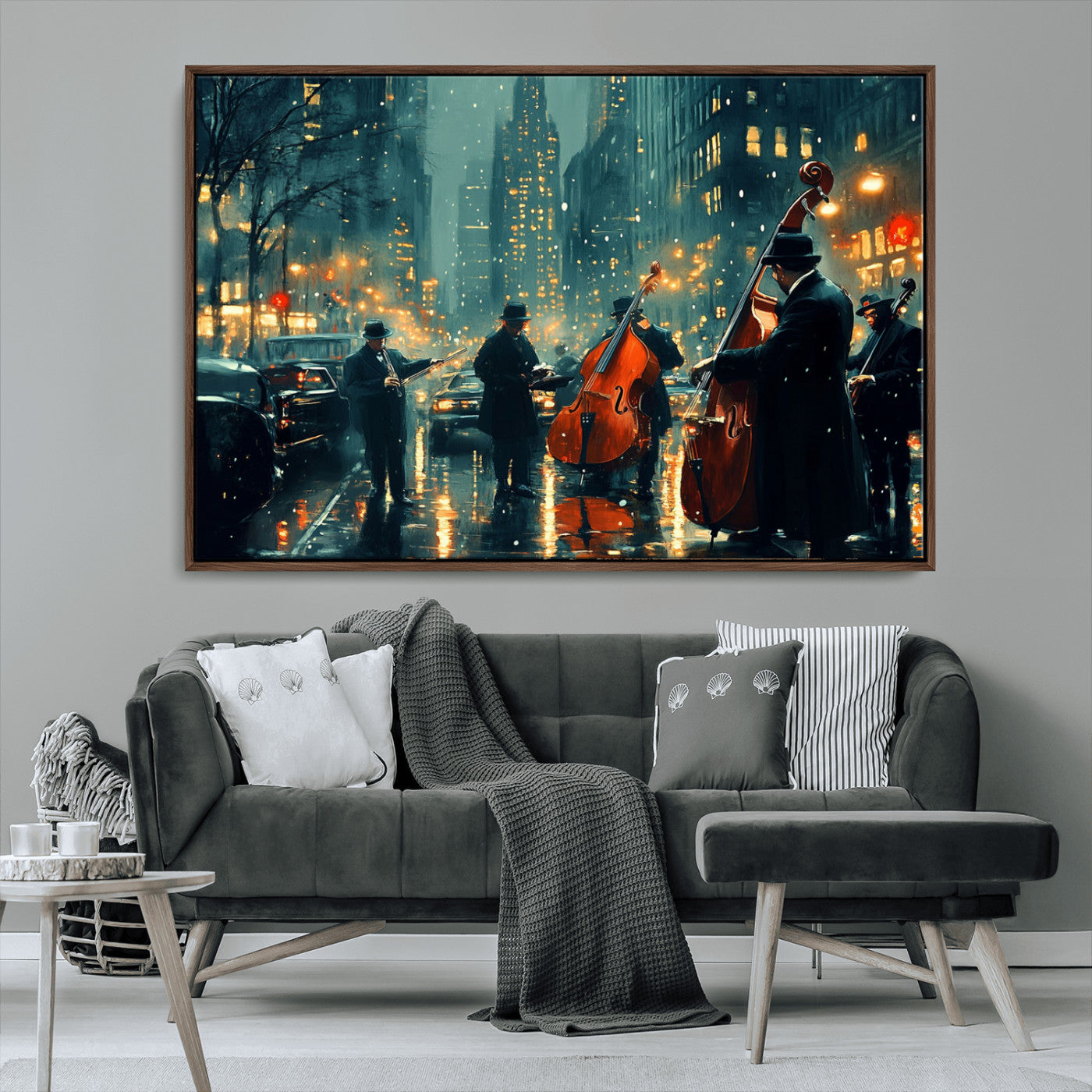 MGV-FC-36X24 - African American Jazz Art Print - Framed Abstract Music Canvas - Colorful Instrument Poster for