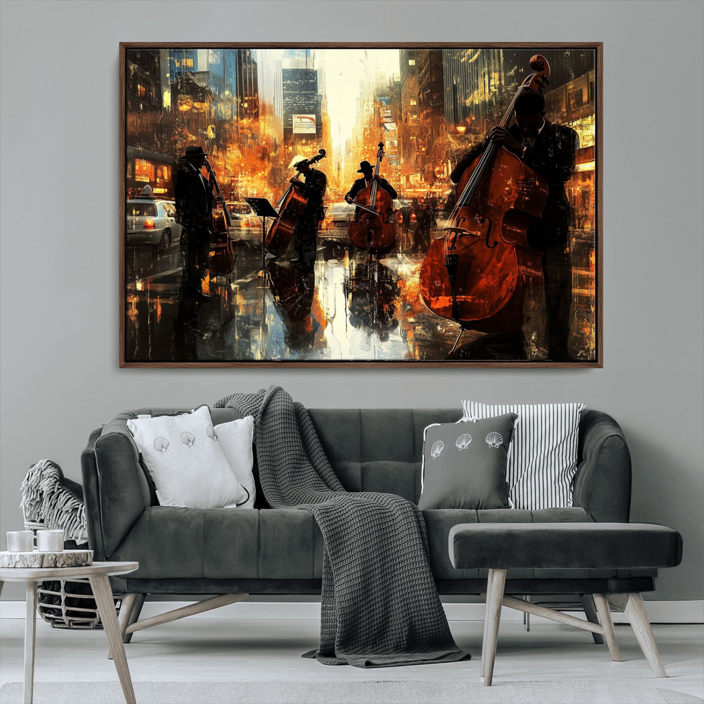 MGV-FC-36X24 - African American Abstract Jazz Wall Art - Framed Abstract Music Canvas - Colorful Instrument Canvsa
