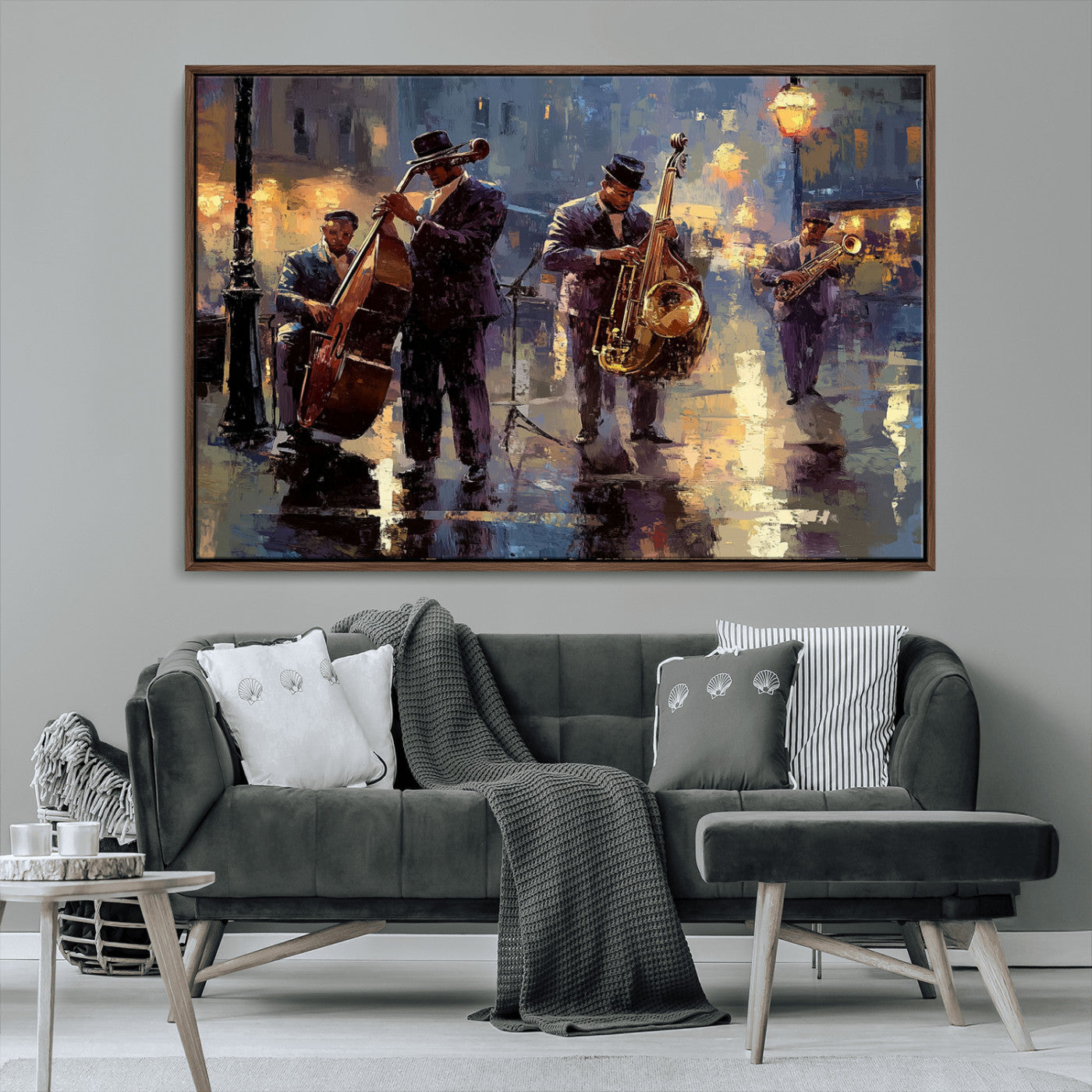 MGV-FC-36X24 - Afro Abstract Jazz Music Canvas Print - African American Wall Art - Colorful Framed Afro Abstract