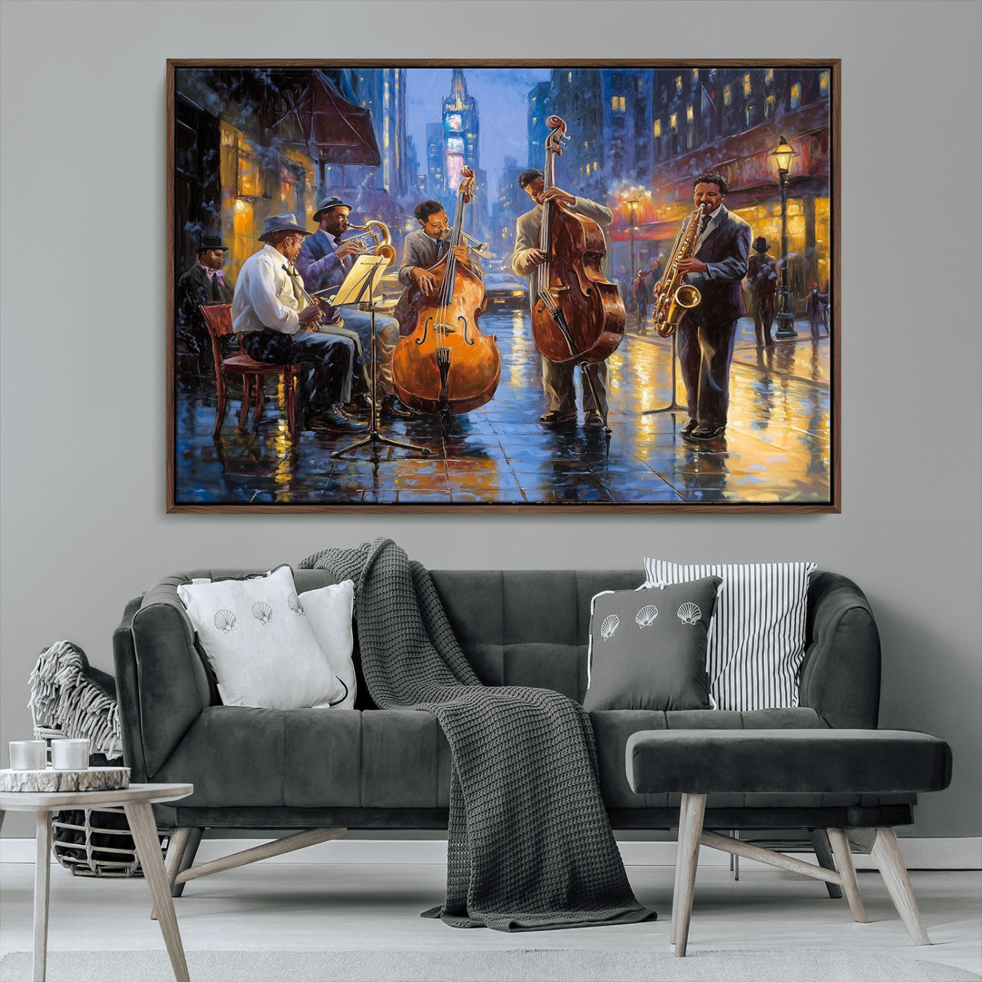 MGV-FC-36X24 - Colorful Jazz Wall Art - African American Music Canvas Print - Framed Abstract Music Poster for Home