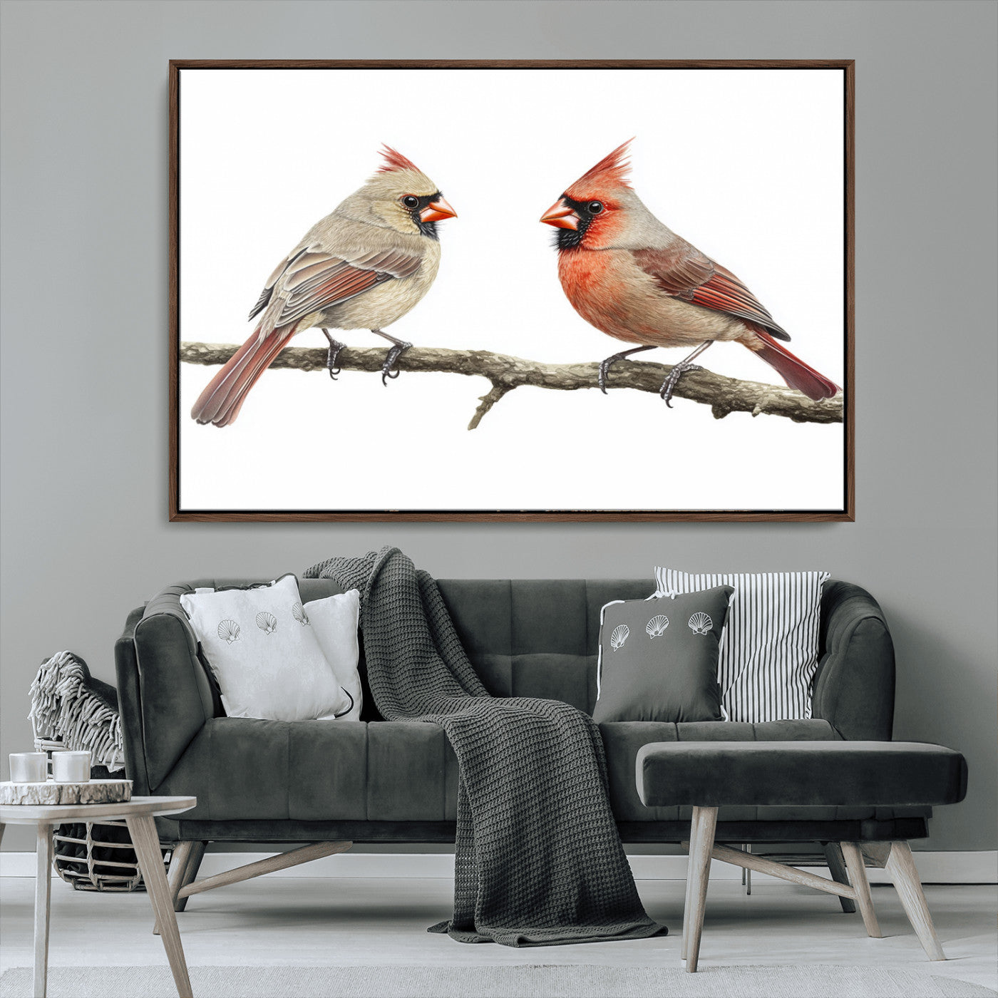 MGV-FC-36X24 - Cardinal Canvas Wall Art - Male and Female Cardinal Print - Nature-Inspired Bird Wall Decor for Home