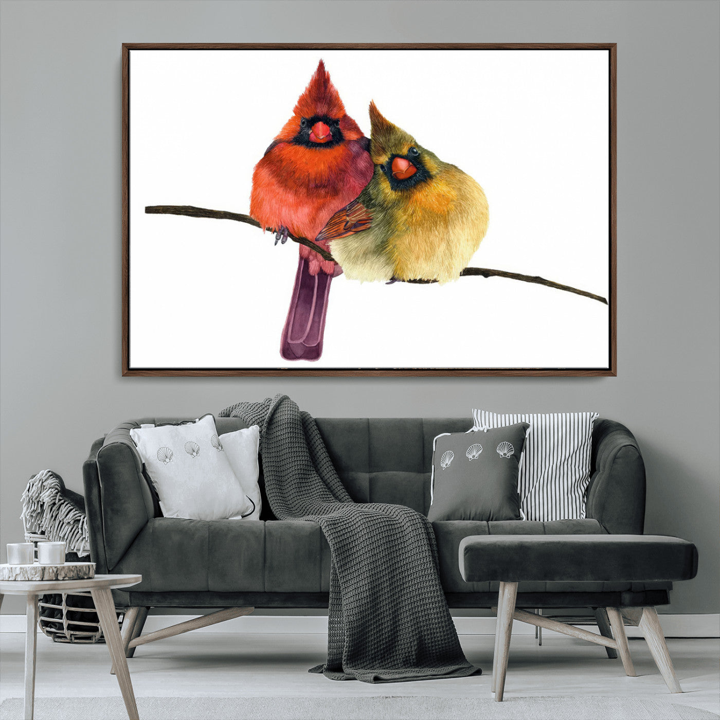 MGV-FC-36X24 - Cardinal Bird Canvas Wall Art - Male and Female Cardinal Print - Nature-Inspired Bird Wall Decor for