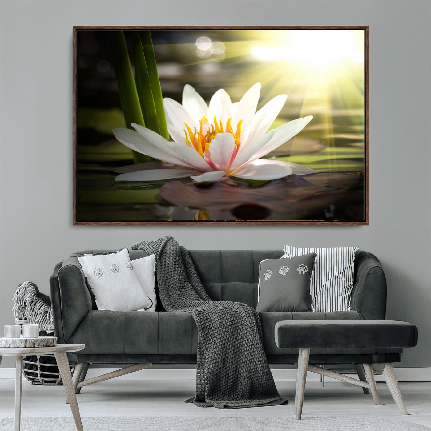MGV-FC-36X24 - Lotus Flower Wall Art Canvas Print, Water Lily Large Wall Art Canvas Print
