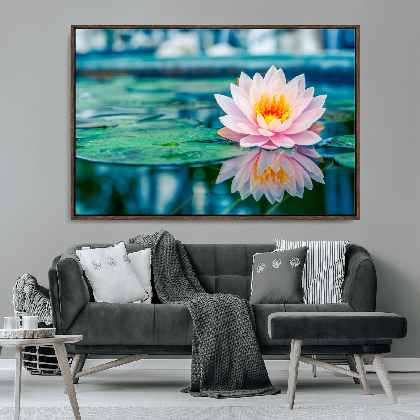 MGV-FC-36X24 - Lotus Flower Wall Art Canvas Print, Water Lily Large Wall Art Canvas Print for Yoga Room Decor,