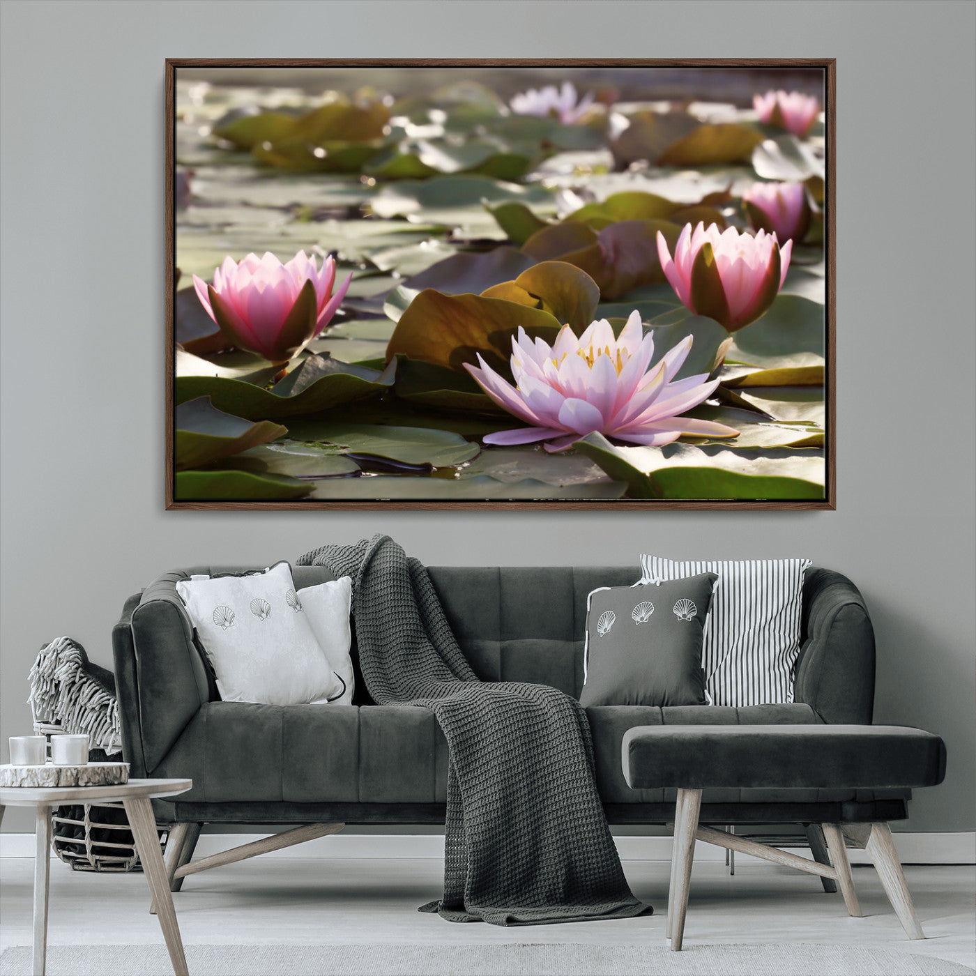 MGV-FC-36X24 - Lotus Flower Wall Art Canvas Print, Water Lily Large Wall Art Canvas Print for Yoga Room Decor,