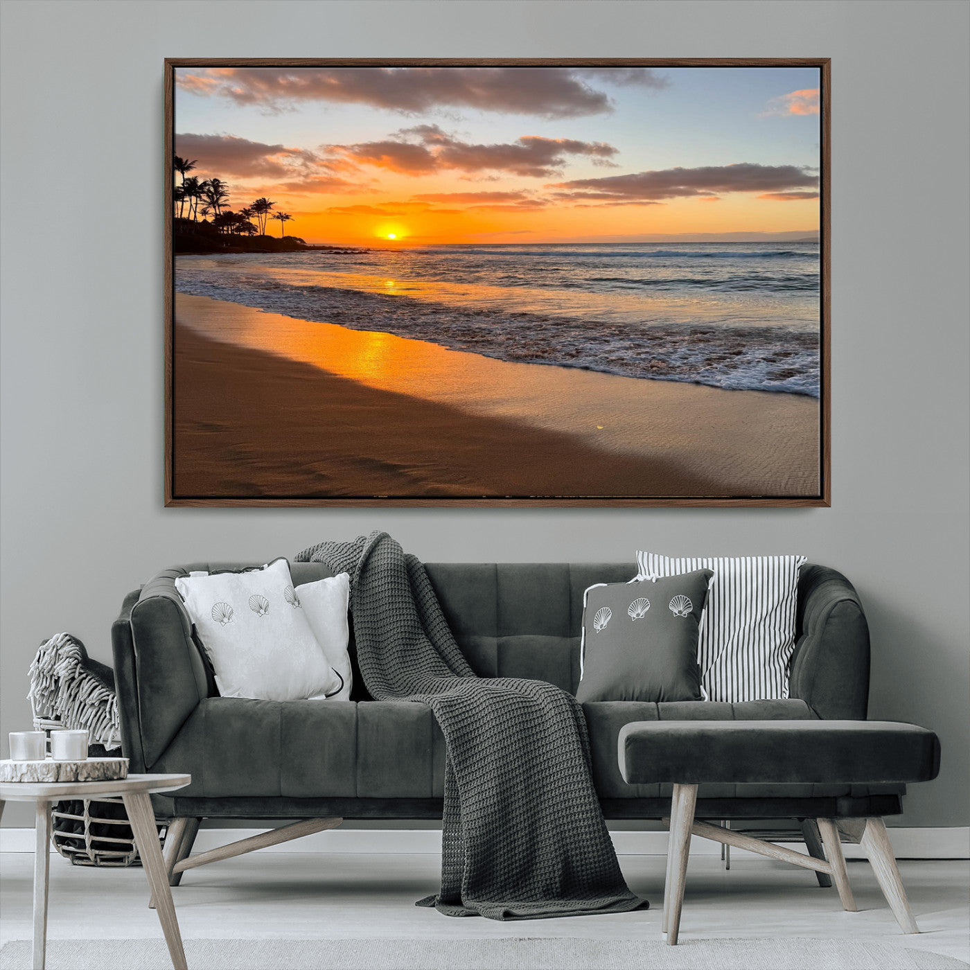 MGV-FC-36X24 - Sunset Wall Art Print - Stunning Beach Sunset Canvas Artwork for Elegant Home or Office Coastal