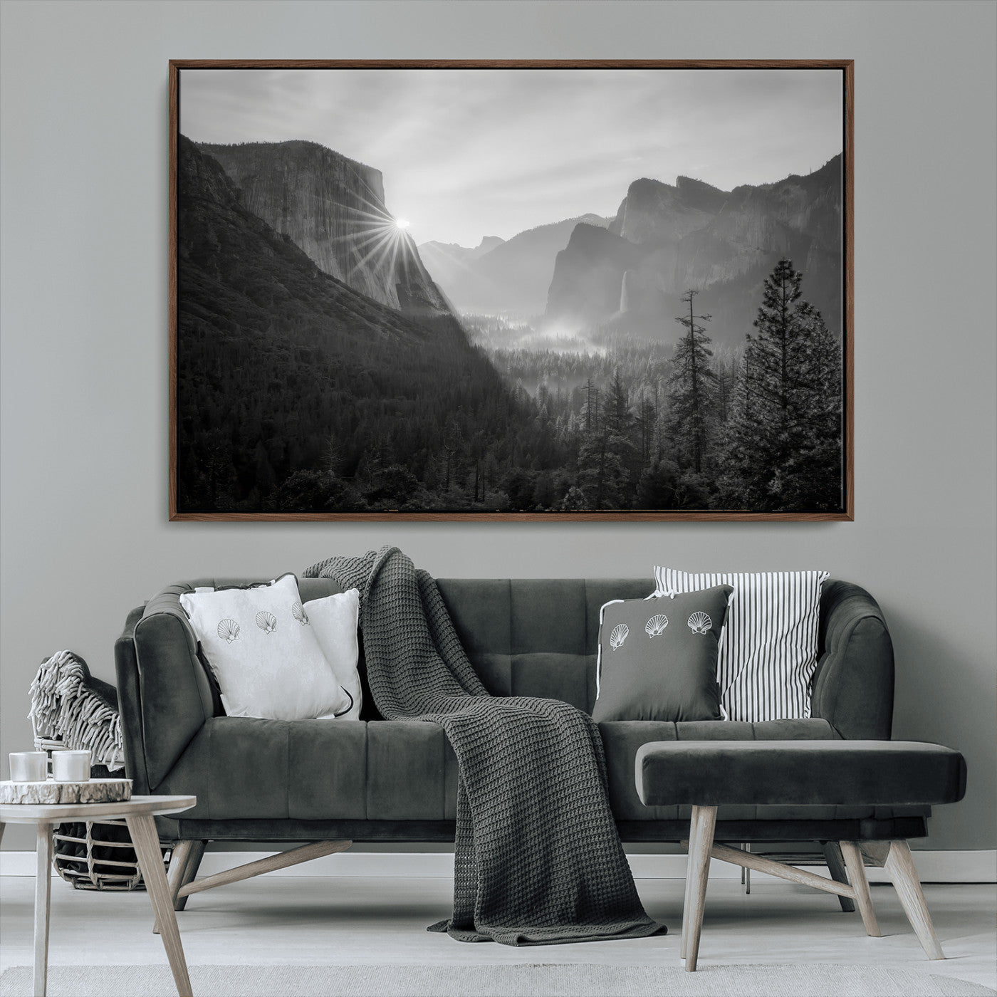 MGV-FC-36X24 - Yosemite Valley Wall Art Canvas Print, Framed El Capitan Sunrise Art Picture Print, Misty Mountain Perfect Modern Rustic Decor Artwork