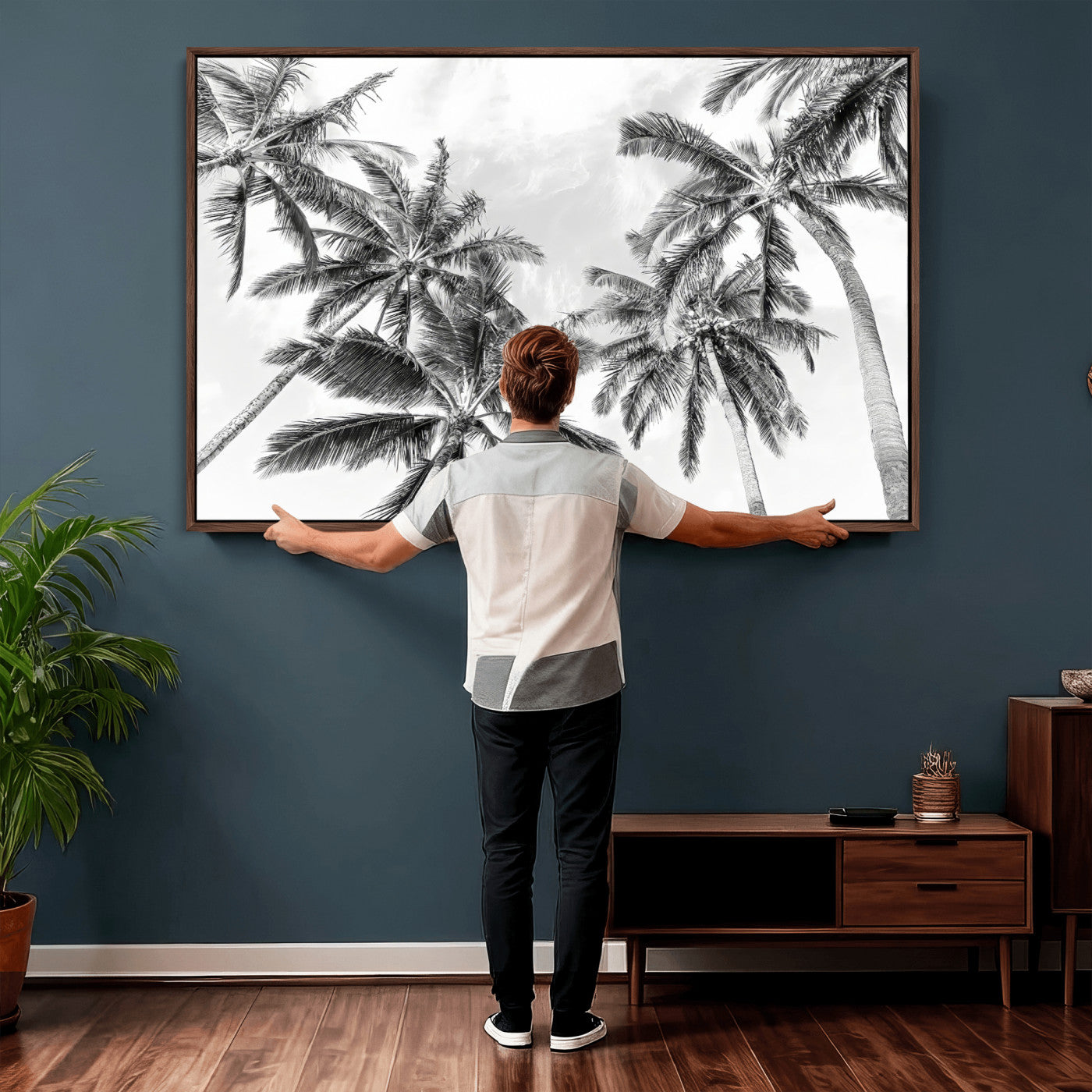 62113786-MGV-CV-36X24 - Palm Trees Wall Art – Tropical Breeze Canvas Print, Vacation Island Silhouette, Coastal Calm and Summer Paradise for Living Room or Beach House Decor