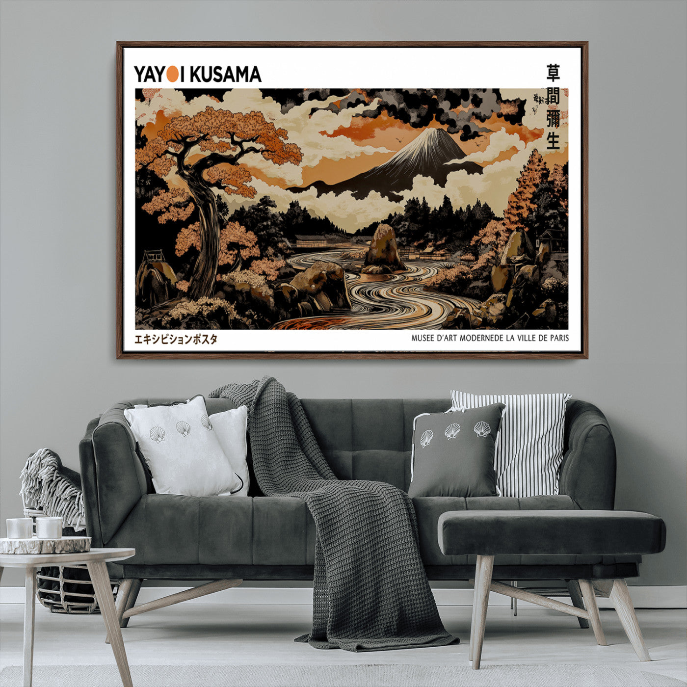 MGV-FC-36X24 - Modern Japanese Wall Art Print Yayoi Kusama Canvas Wall Art Abstract Mount Fuji Canvas Print