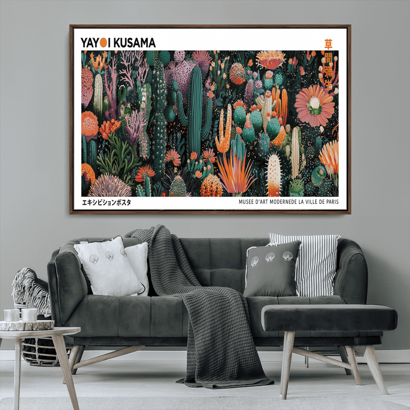 MGV-FC-36X24 - Modern Japanese Wall Art Print, Yayoi Kusama Print Wall Decor, Abstract Mount Fuji Canvas Print,