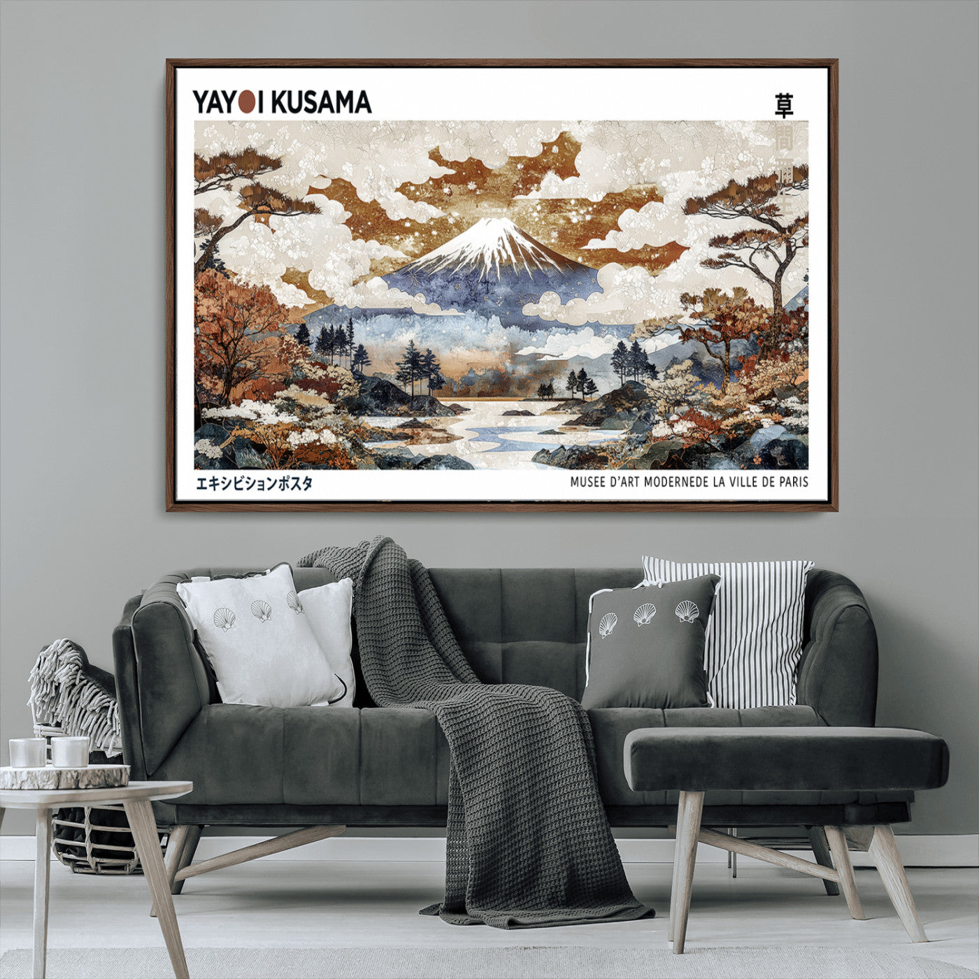 MGV-FC-36X24 - Modern Japanese Wall Art Print Yayoi Kusama Canvas Wall Art Abstract Mount Fuji Canvas Print