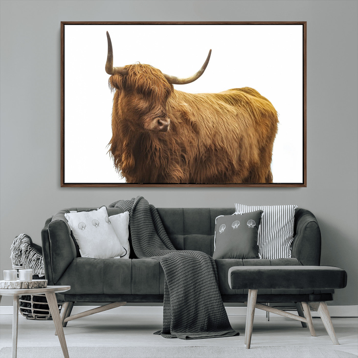 MGV-FC-36X24 - Highland Cow Wall Art Canvas Print, Framed Farmhouse Wall Art Art Picture Print, Rustic Animal Decor Perfect Rustic Farmhouse Decor Artwork