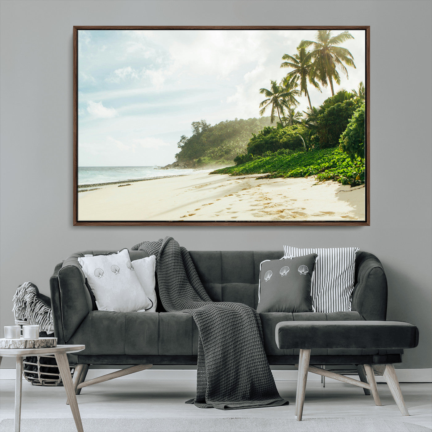 MGV-FC-36X24 - Relaxing Beach Wall Art Canvas Print, Framed Ocean View Art Picture Print, Coastal Serenity Perfect Tropical Coastal Decor Artwork