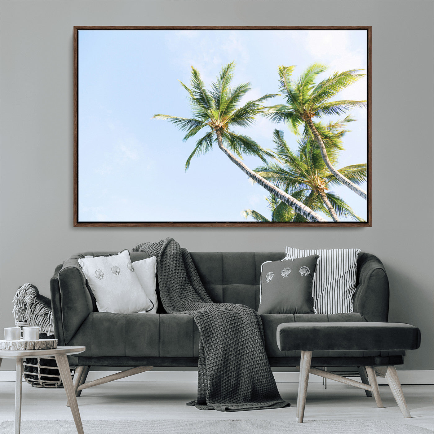 MGV-FC-36X24 - Palm Trees Wall Art Canvas Print, Framed Tropical Art Picture Print, Coastal Perfect Tropical Decor Artwork
