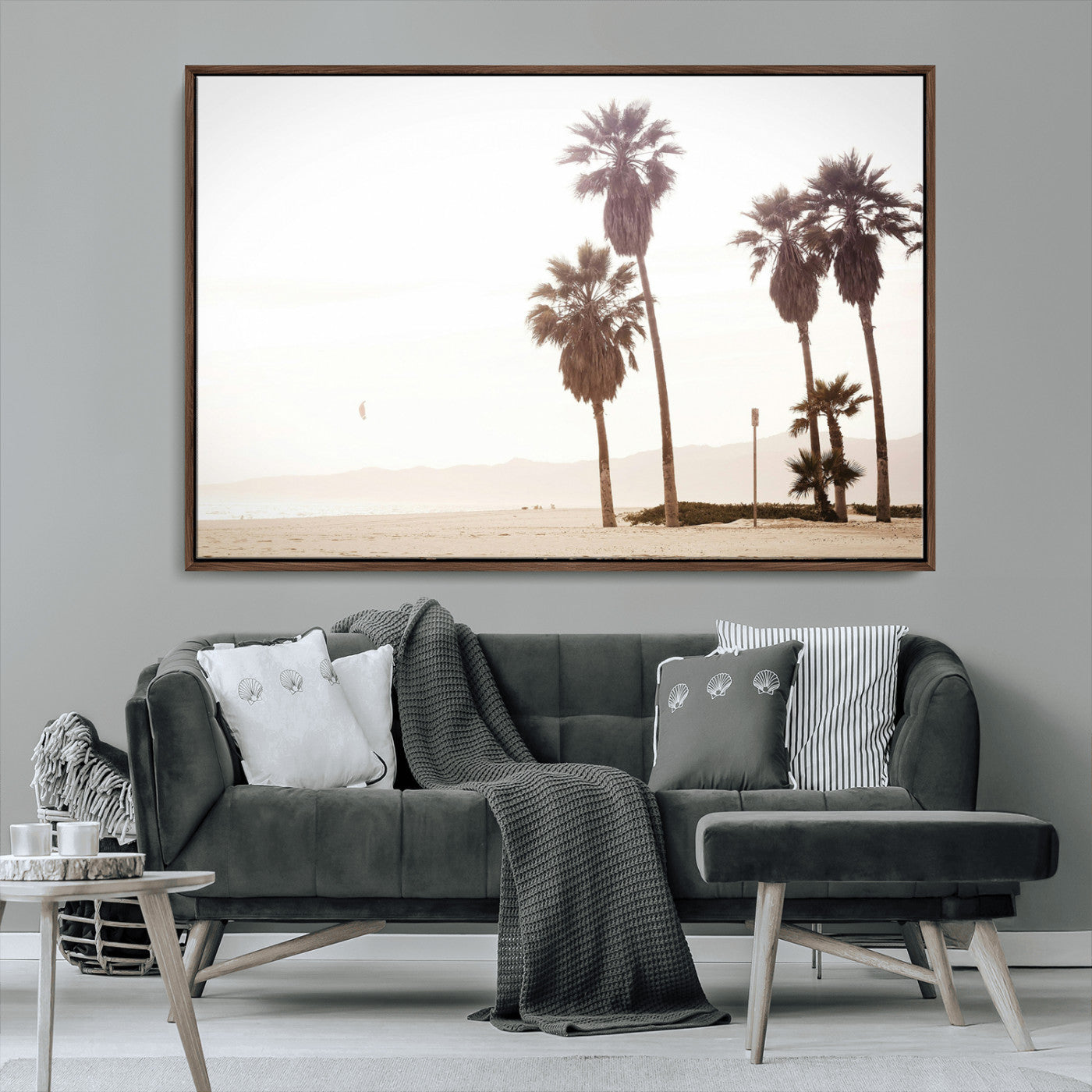 MGV-FC-36X24 - Coastal Light Wall Art Canvas Print, Framed Relaxing Shoreline Art Picture Print, Minimalist Ocean Perfect Tropical Serenity Decor Artwork