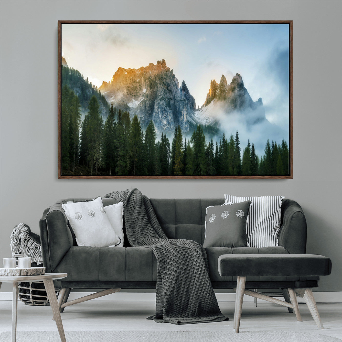 MGV-FC-36X24 - Wilderness Wall Art Wall Art Canvas Print, Framed Nature Landscape Decor Art Picture Print, Misty Forest Photography Perfect Rustic Nature Decor Artwork