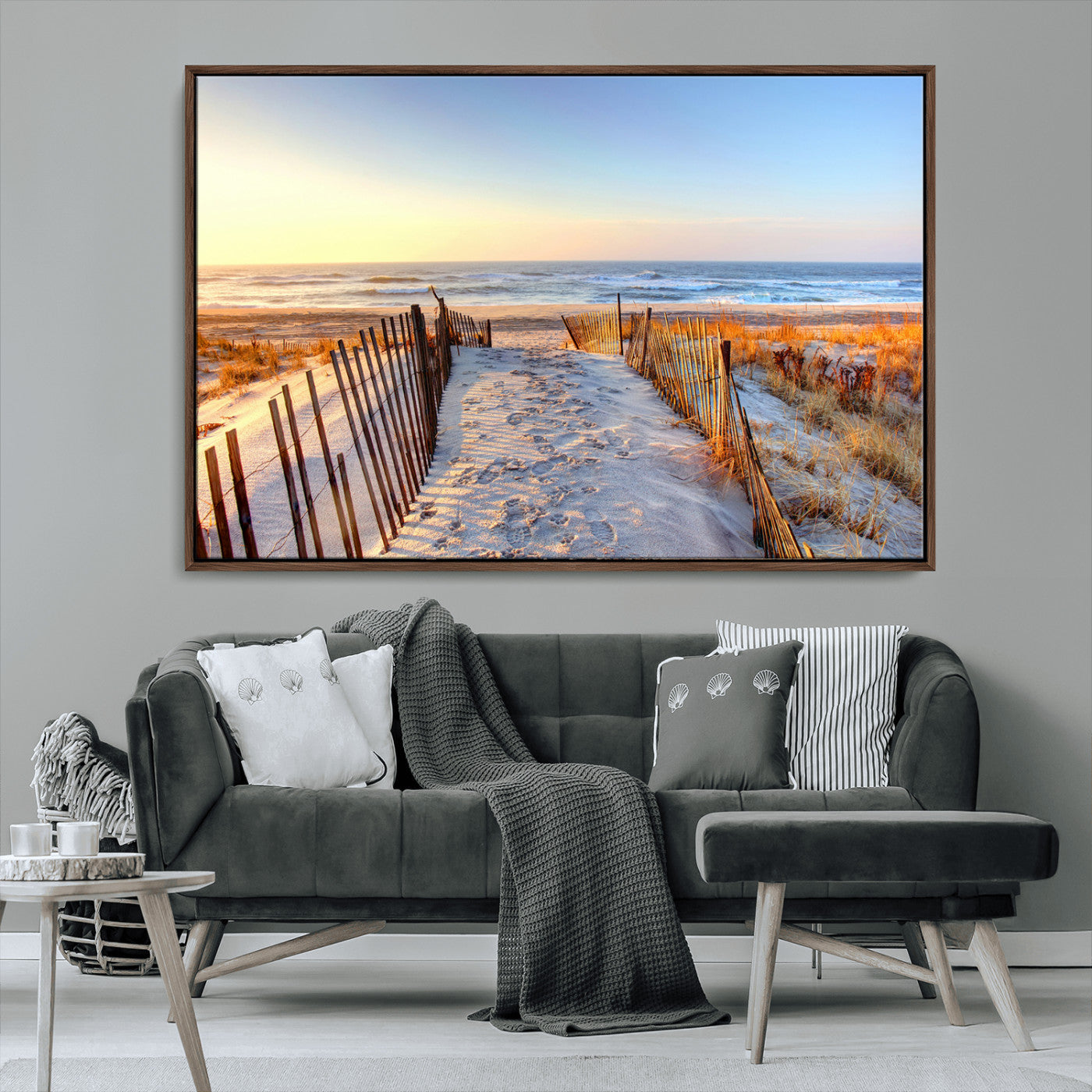 MGV-FC-36X24 - Ocean Sunset Wall Art Wall Art Canvas Print, Framed Nautical Photography Art Picture Print, Summer Beach House Decor Perfect Coastal Serenity Decor Artwork