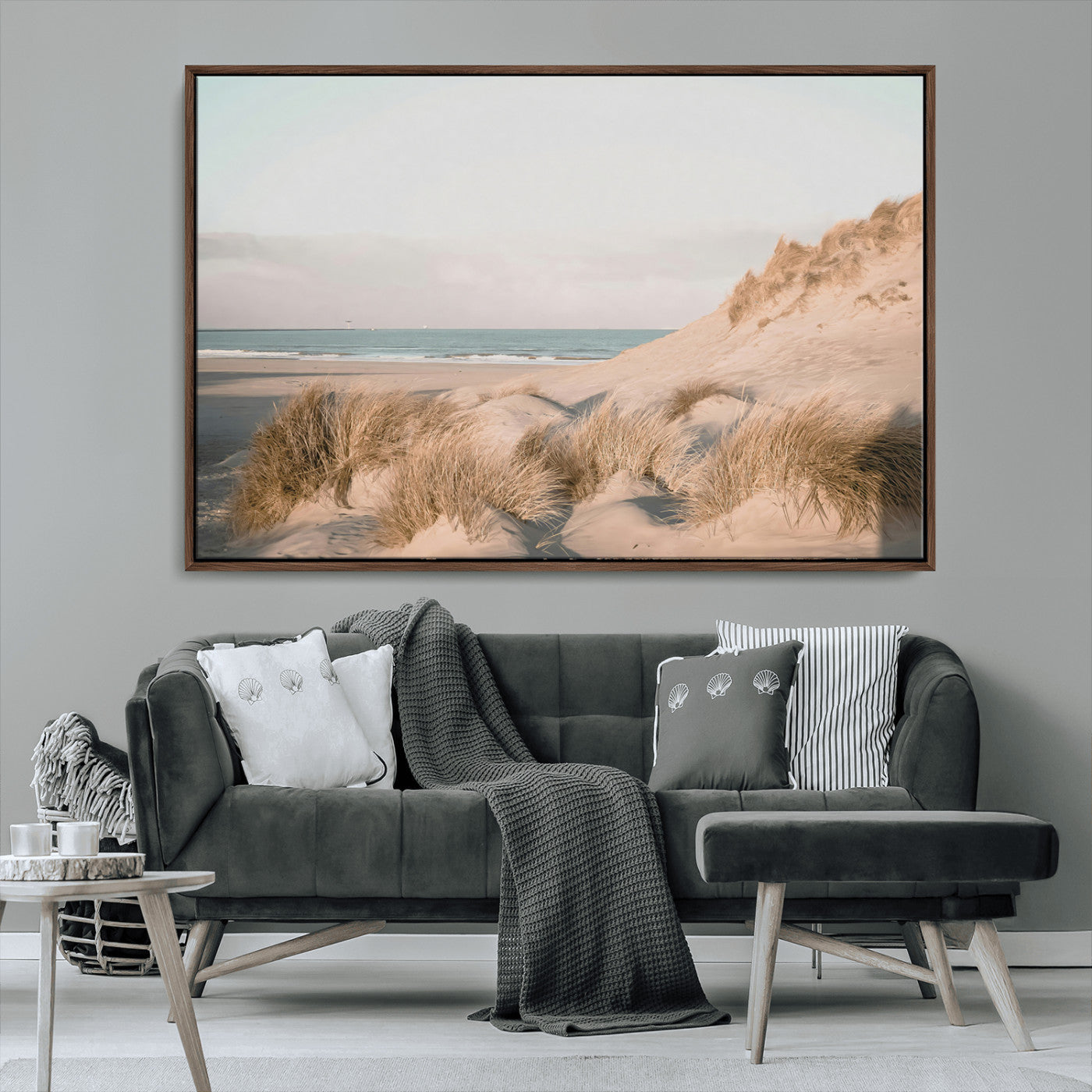 MGV-FC-36X24 - Beach Landscape Wall Art Canvas Print, Framed Sand Dune Photography Art Picture Print, Minimalist Seascape Perfect Coastal & Minimalist Decor Artwork