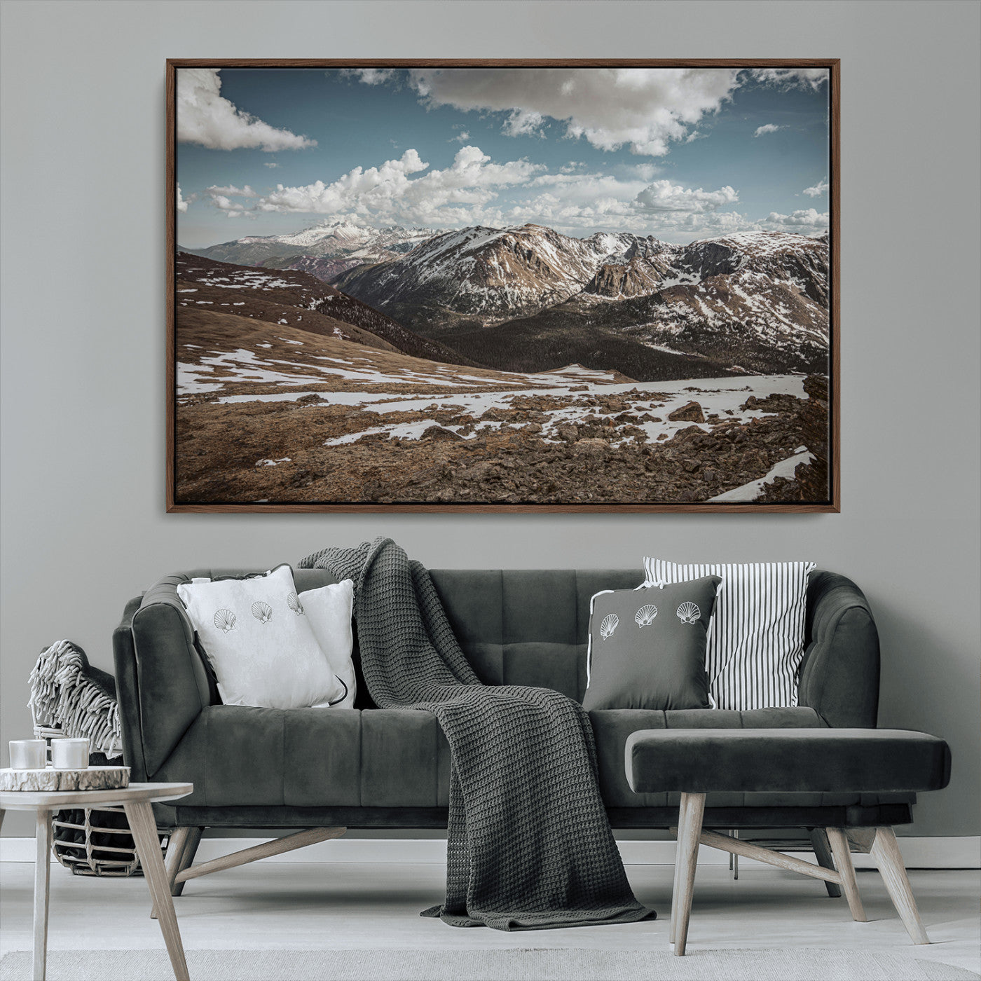 MGV-FC-36X24 - Mountain Landscape Wall Art Canvas Print, Framed Snowy Peaks Art Picture Print, Rugged Highlands Perfect Rustic Adventure Decor Artwork