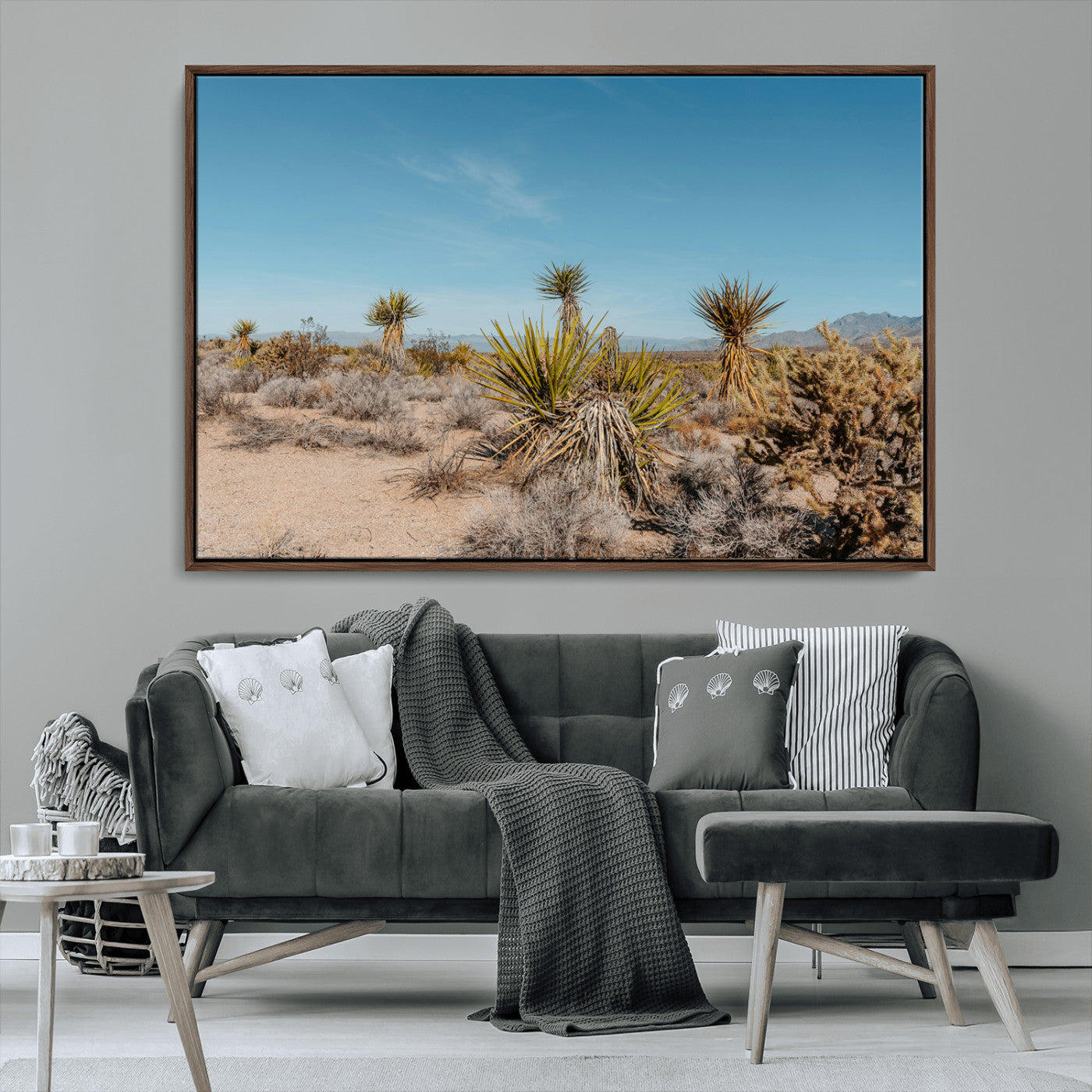 MGV-FC-36X24 - Joshua Tree Wall Art Canvas Print, Framed Desert Landscape Art Picture Print, Warm Earth Tones Perfect Southwestern Minimalist Decor Artwork