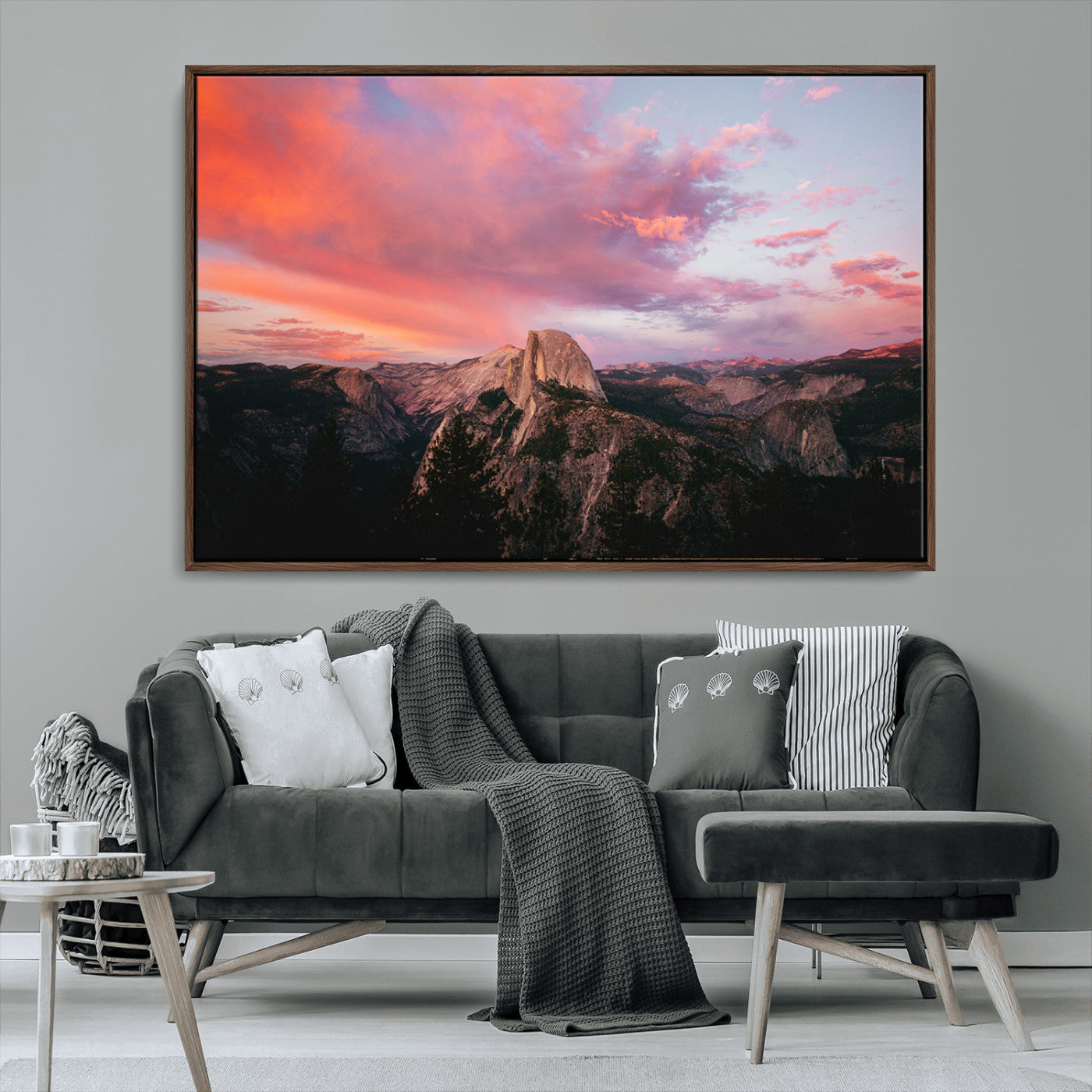 MGV-FC-36X24 - Half Dome Wall Art Canvas Print, Framed Yosemite National Park Art Picture Print, Dramatic Sunset Perfect Adventurous Wilderness Decor Artwork