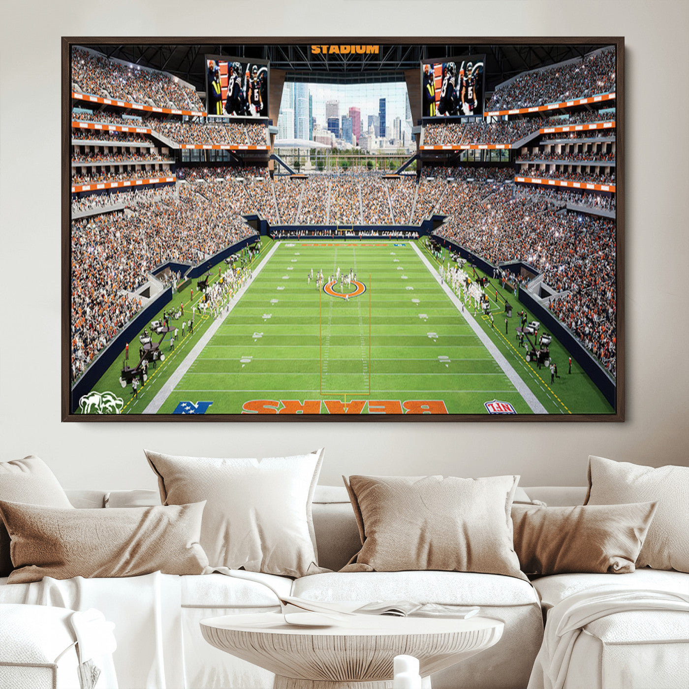 76935553-MGV-CV-36X24-Chicago Bears Soldiers Field Wall Art Canvas Print – Framed Football Stadium Artwork for Sports Fans, Soldier Field Skyline Canvas Decor for Game Room or Man Cave