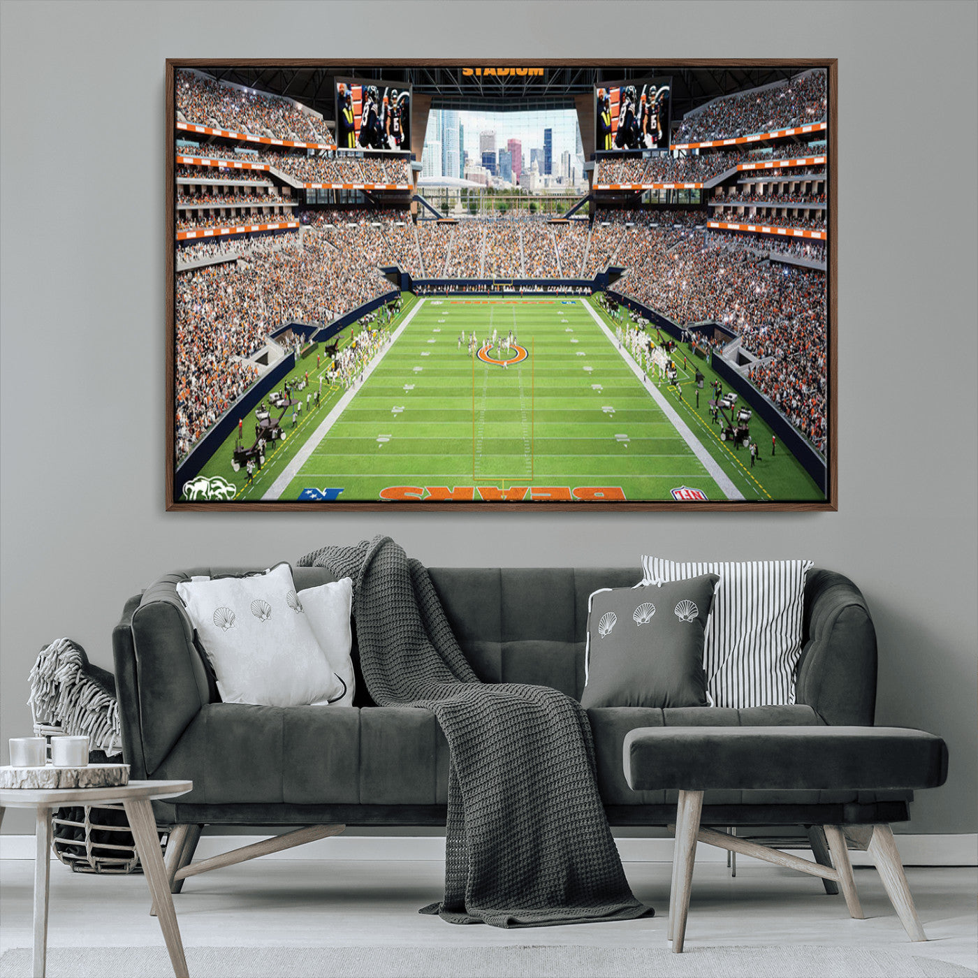 MGV-FC-36X24 - Chicago Bears Soldiers Field Wall Art Canvas Print – Framed Football Stadium Artwork for Sports