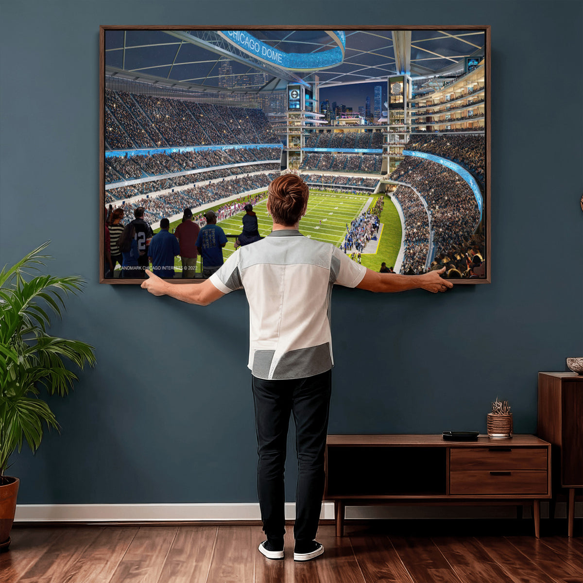 41816511-MGV-CV-36X24 - Chicago Dome Stadium Wall Art Canvas Print, Framed Modern Decor