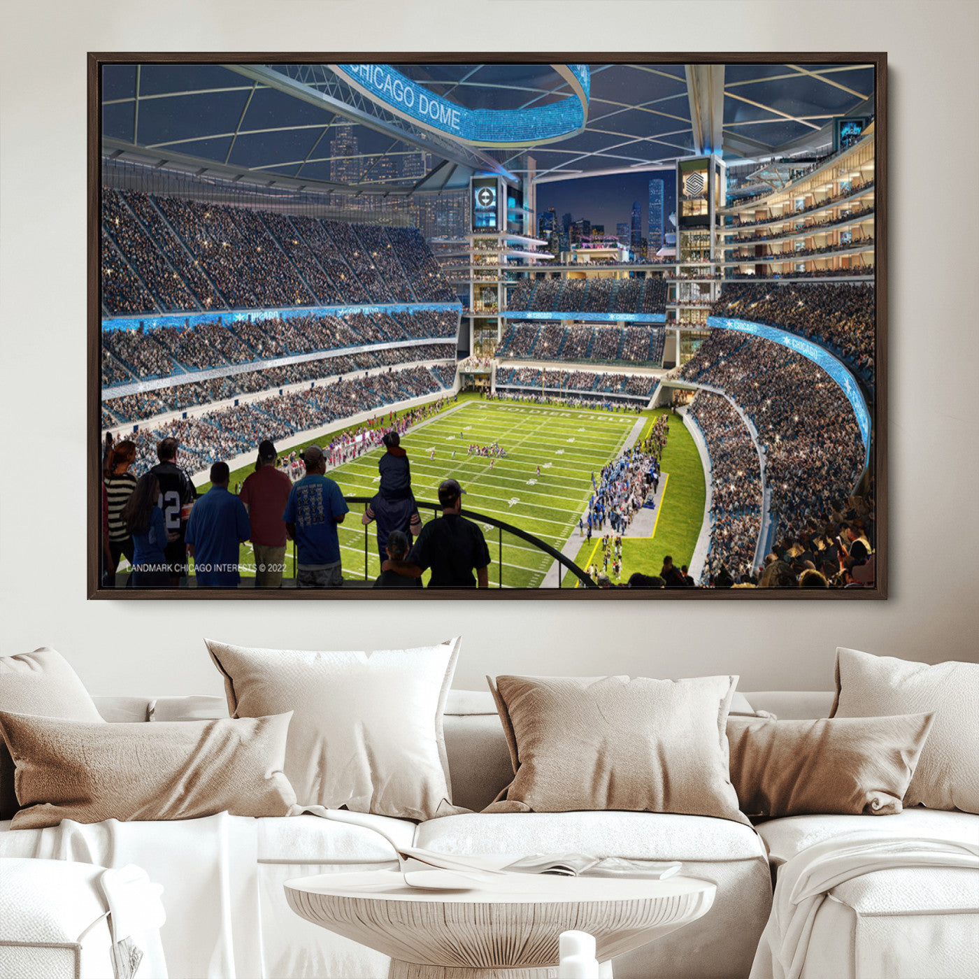 41816511-MGV-CV-36X24-Chicago Bears Soldiers Field Wall Art Canvas Print – Framed Football Stadium Artwork for Sports Fans, Soldier Field Skyline Canvas Decor for Game Room or Man Cave