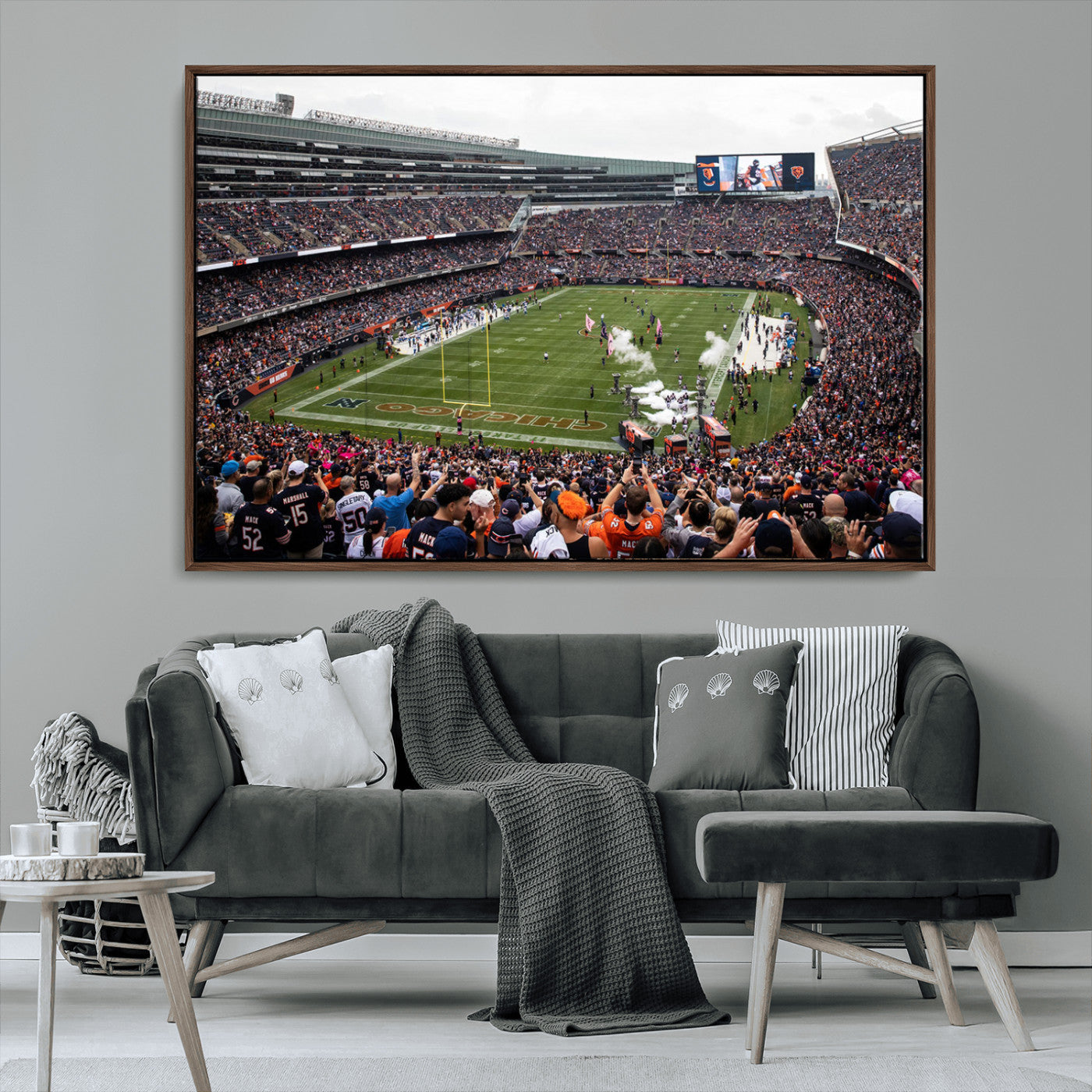 18347149-MGV-CV-36X24-Chicago Bears Soldiers Field Wall Art Canvas Print – Framed Football Stadium Artwork for Sports Fans, Soldier Field Skyline Canvas Decor for Game Room