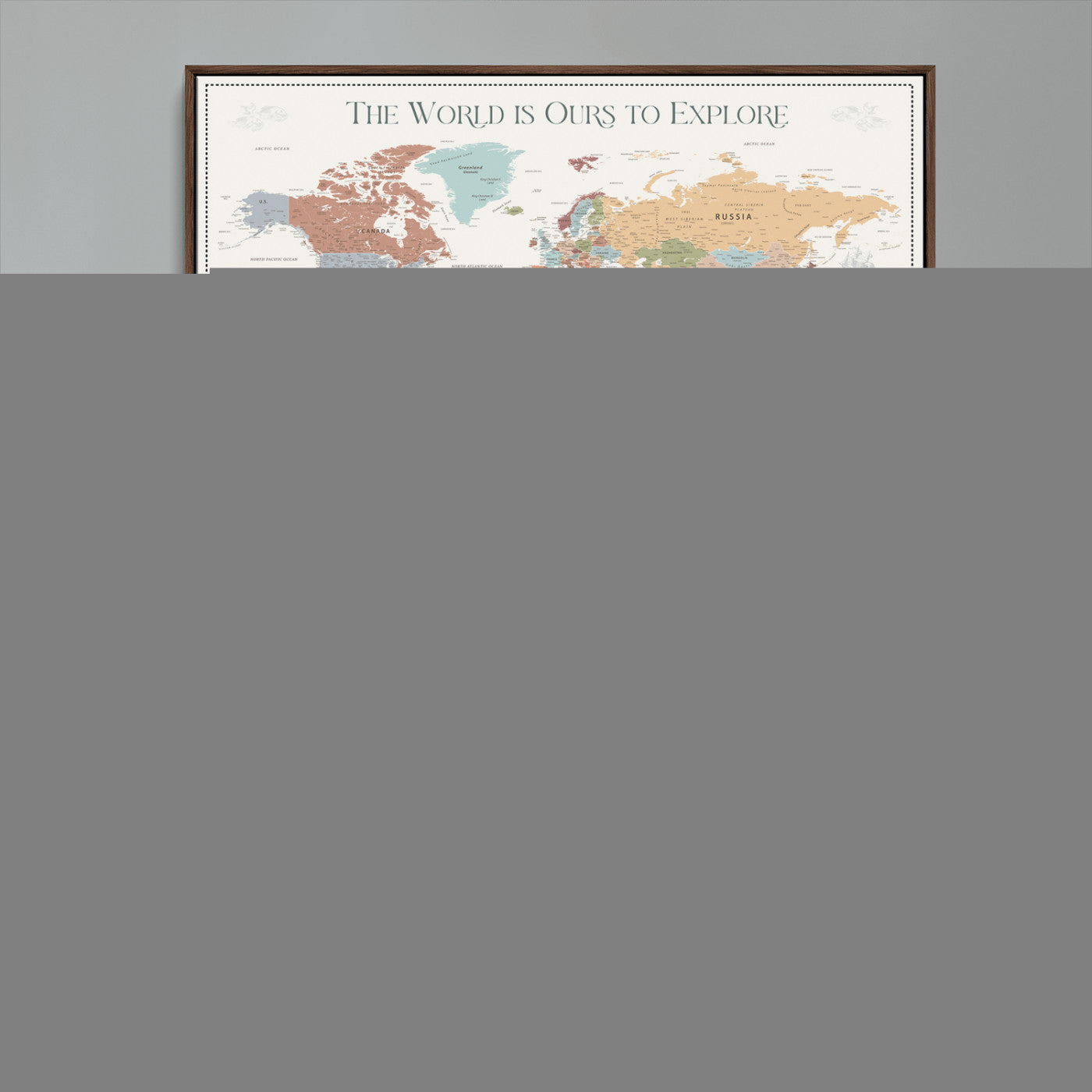 90968866-MGV-CV-36X24-Custom Push Pin World Map Wall Canvas Print – Personalized Travel Tracker with Pins – Framed Large Multi-Size Canvas for Home Office Decor