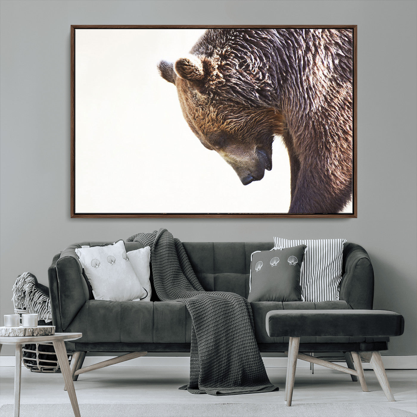 Majestic Bear Portrait - Capture the raw beauty of a bear in a detailed close-up, perfect for your Wall Art Canvas Print collection
