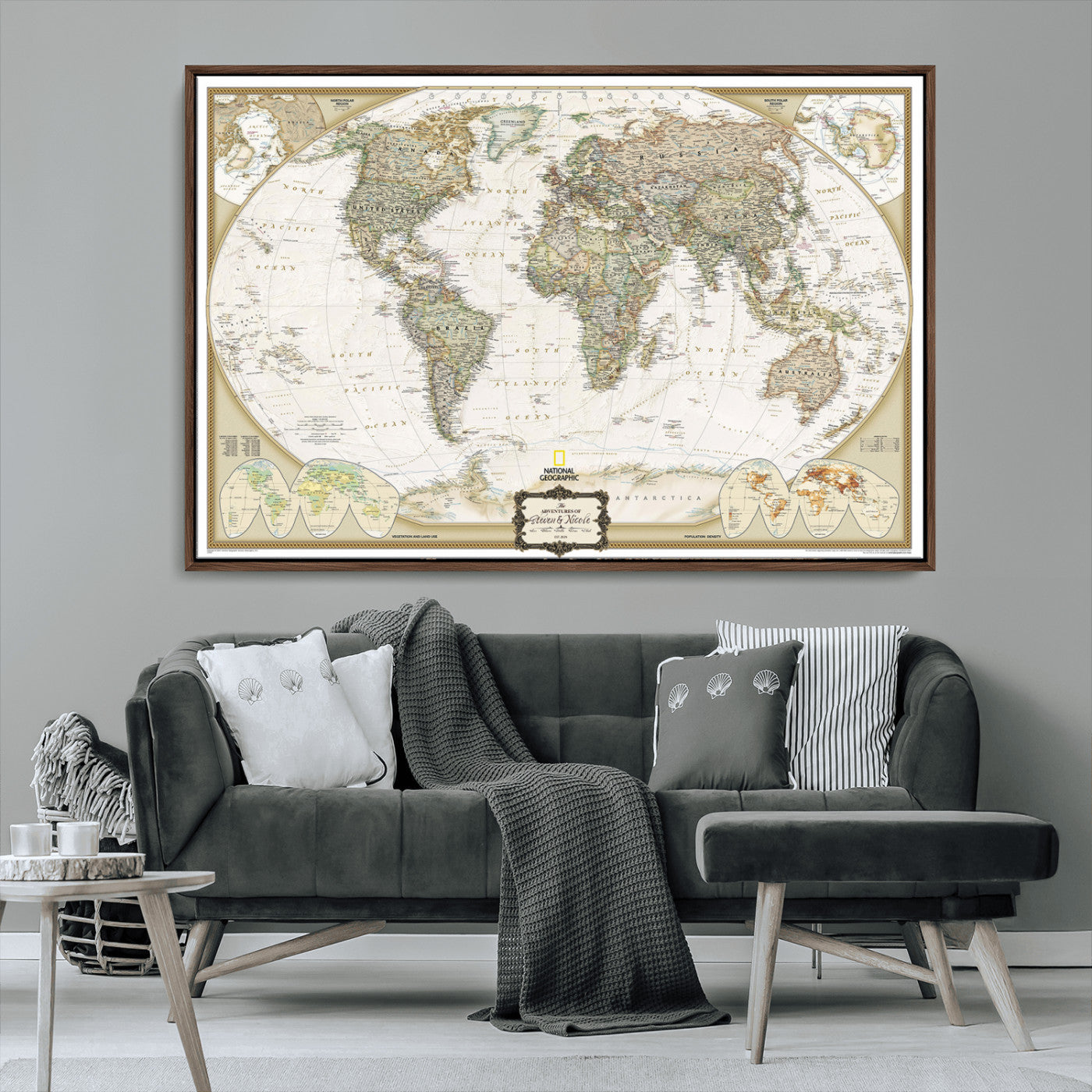 62071694-MGV-CV-36X24-Custom Push Pin World Map Wall Art Canvas Print – Personalized National Geopraphic Map for Travel