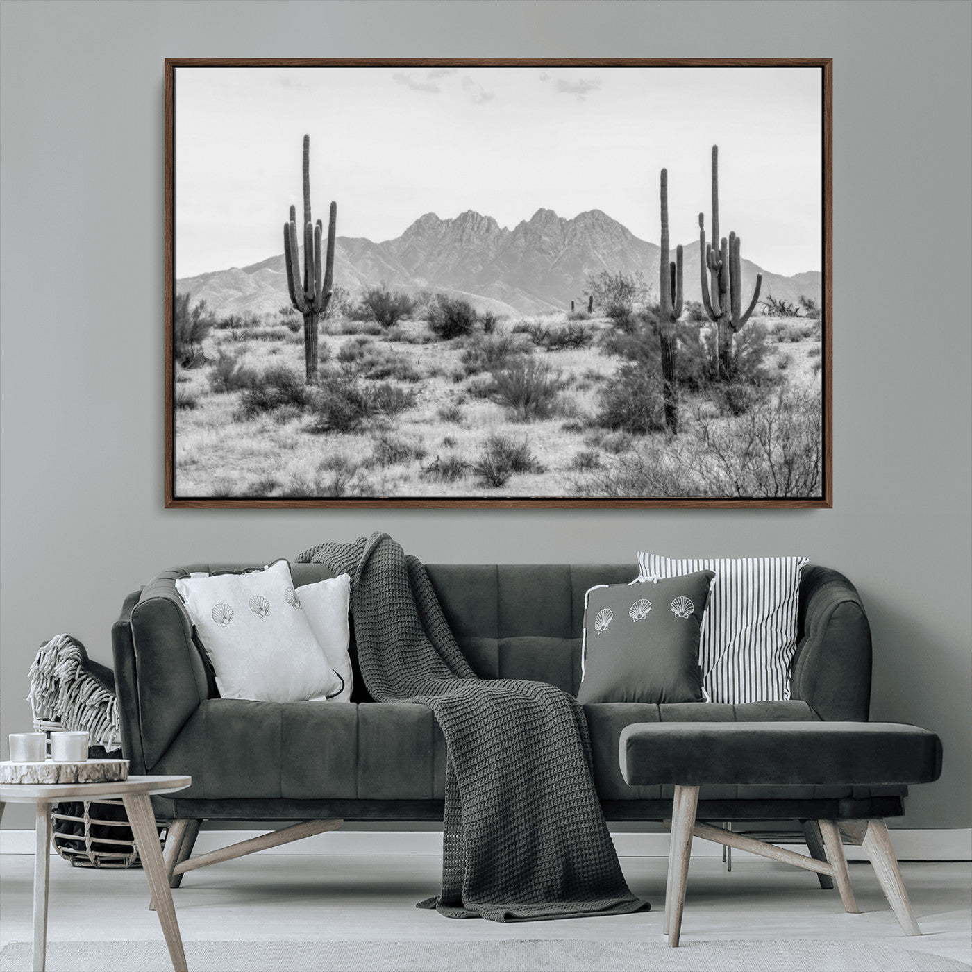97436PHN-MGV-CV-36X24-Black White Arizona Desert Canvas Wall Art Cactus Farmhouse Wall Art