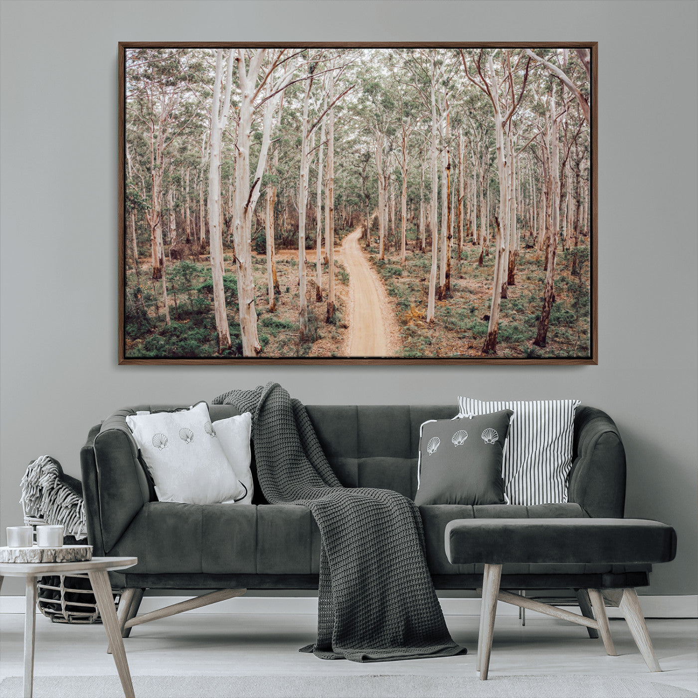 24760563-MGV-CV-36X24-Forest Dirt Road Canvas Wall Art Print, Scenic Woodland Pathway, Tall Trees Nature Canvas for Living Room or Office 1 Panel Wrapped Canvas