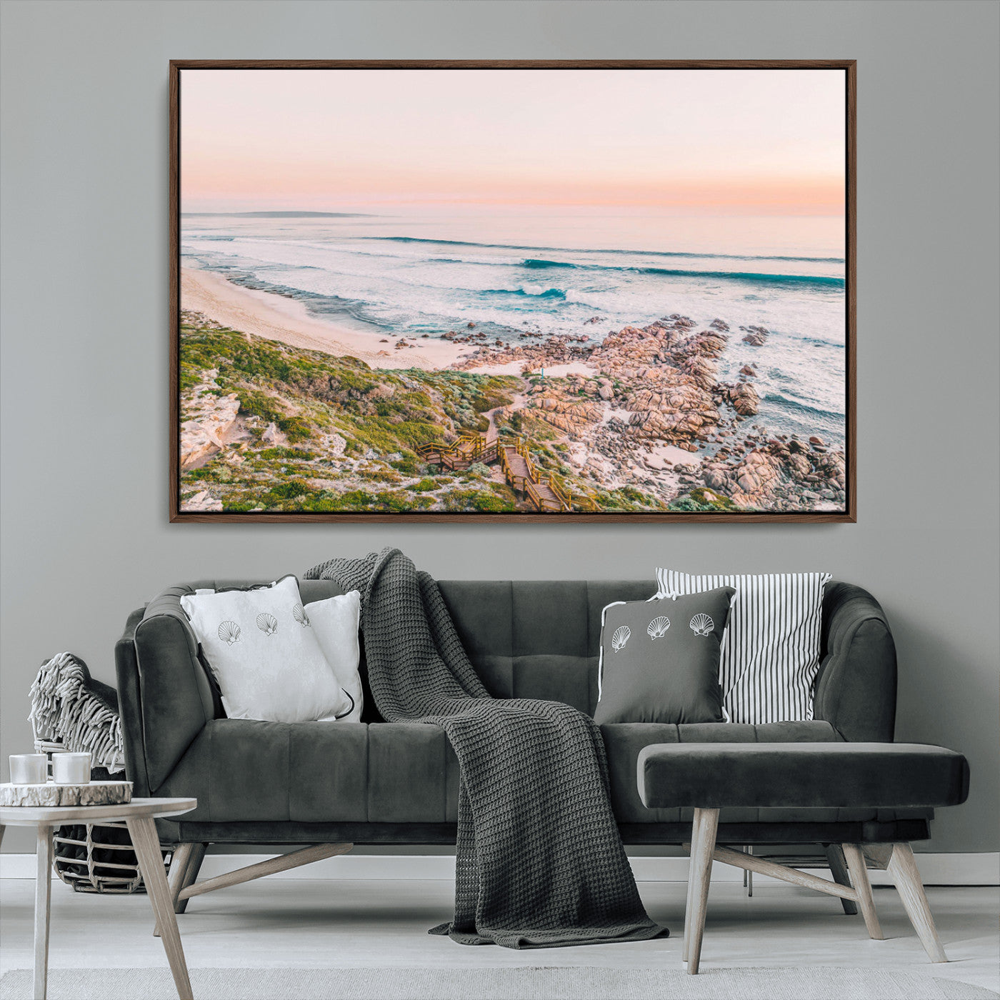 27332135-MGV-CV-36X24-Coastal Cliffside Canvas Wall Art Print, Ocean Shore Landscape Decor, Large Scenic Beach Canvas for Living Room or Office 1 Panel Wrapped Canvas