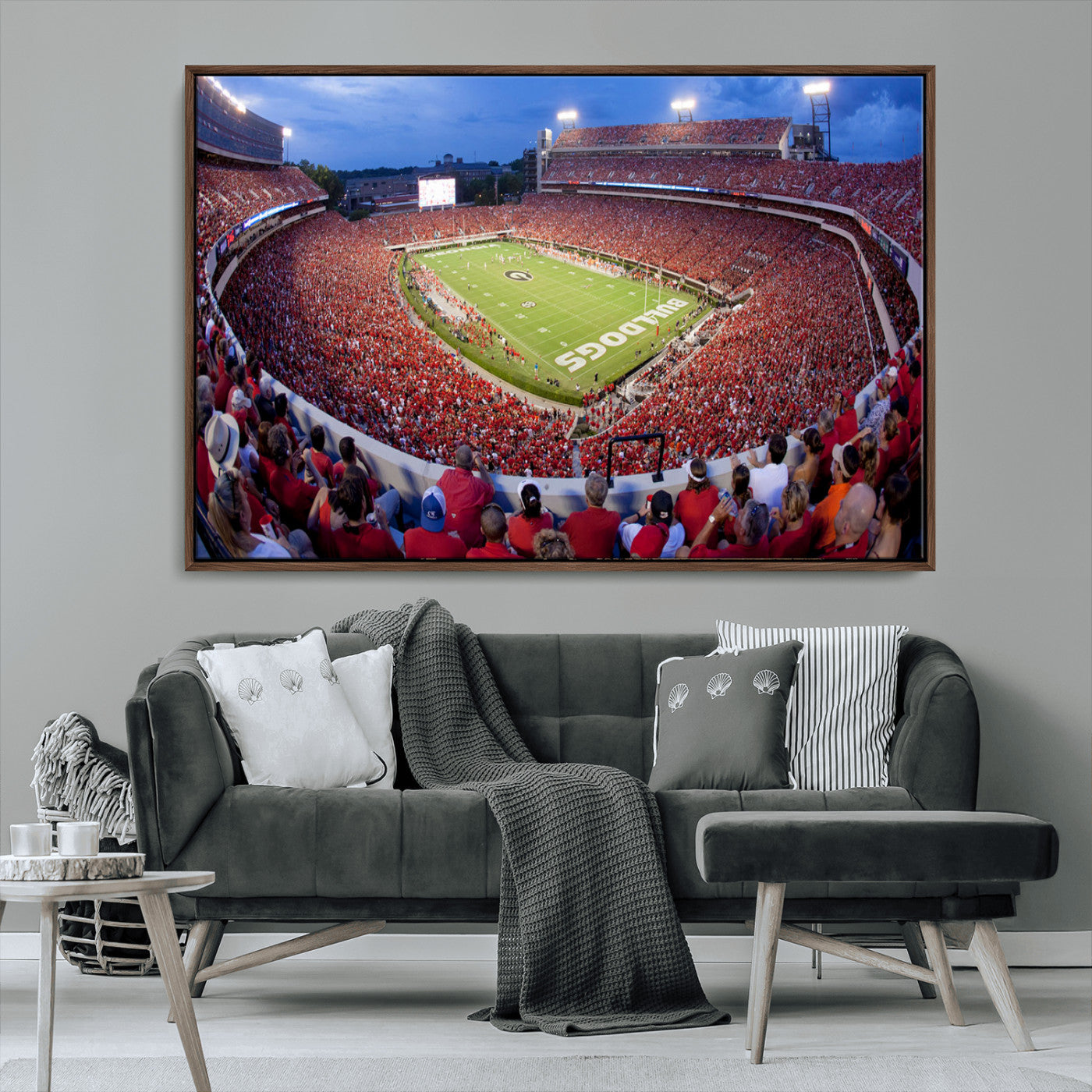 10244378-MGV-CV-36X24-Dooley Stadium Wall Art Print, Sports Arena Canvas Wall Art, Dooley Field at Sanford Stadium Canvas Print, Modern Athletic Field Art Printing