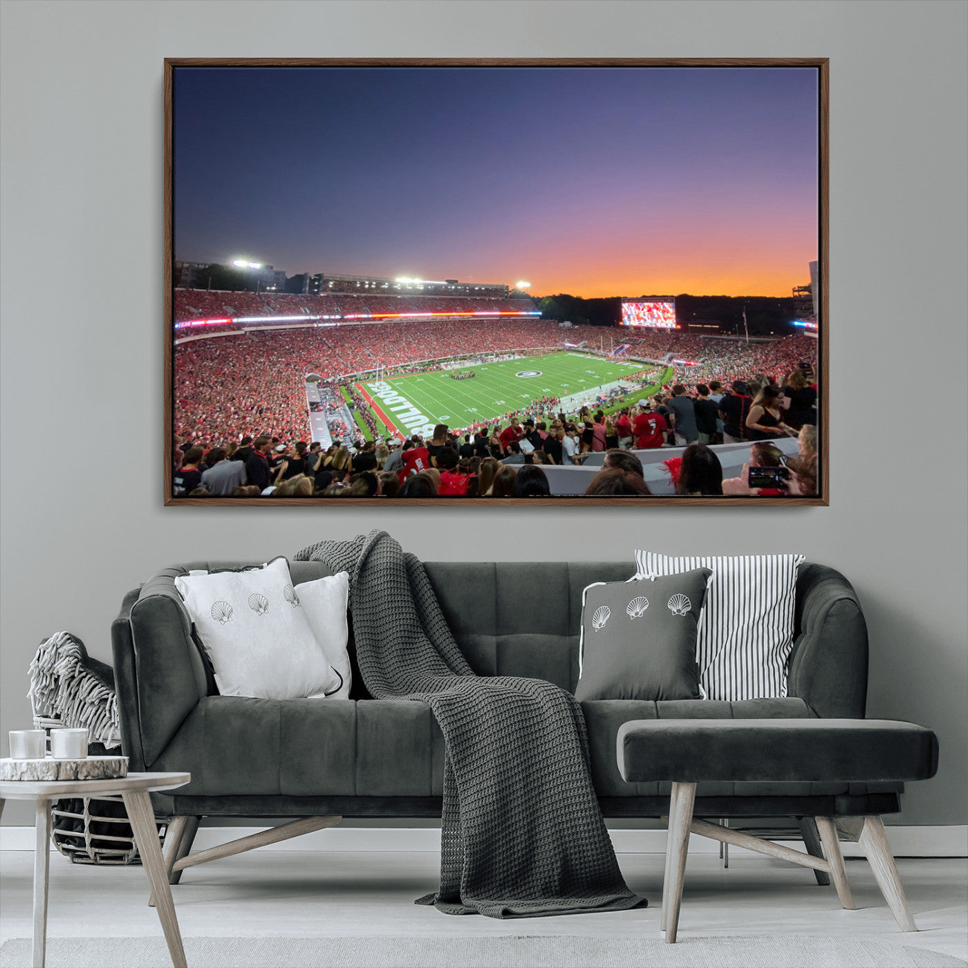25139565-MGV-CV-36X24-Dooley Stadium Wall Art Print, Sports Arena Canvas Wall Art, Dooley Field at Sanford Stadium Canvas Print, Modern Athletic Field Art Printing
