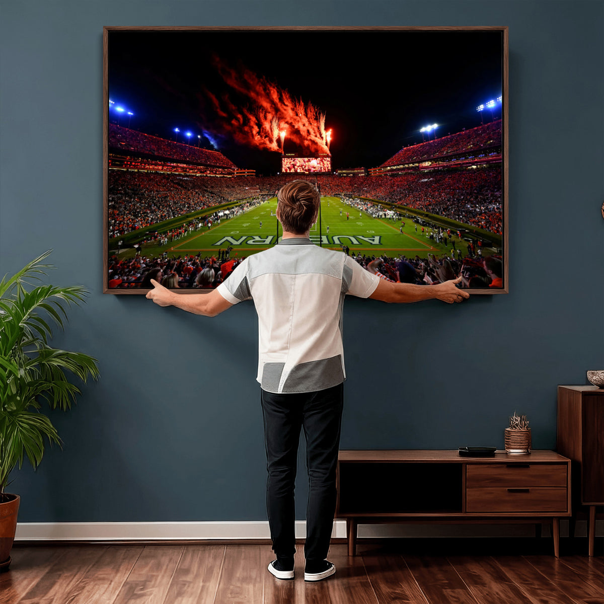 59046876-MGV-CV-36X24 - Jordan-Hare Football Stadium Wall Art Canvas Print, Football Stadium Aerial View