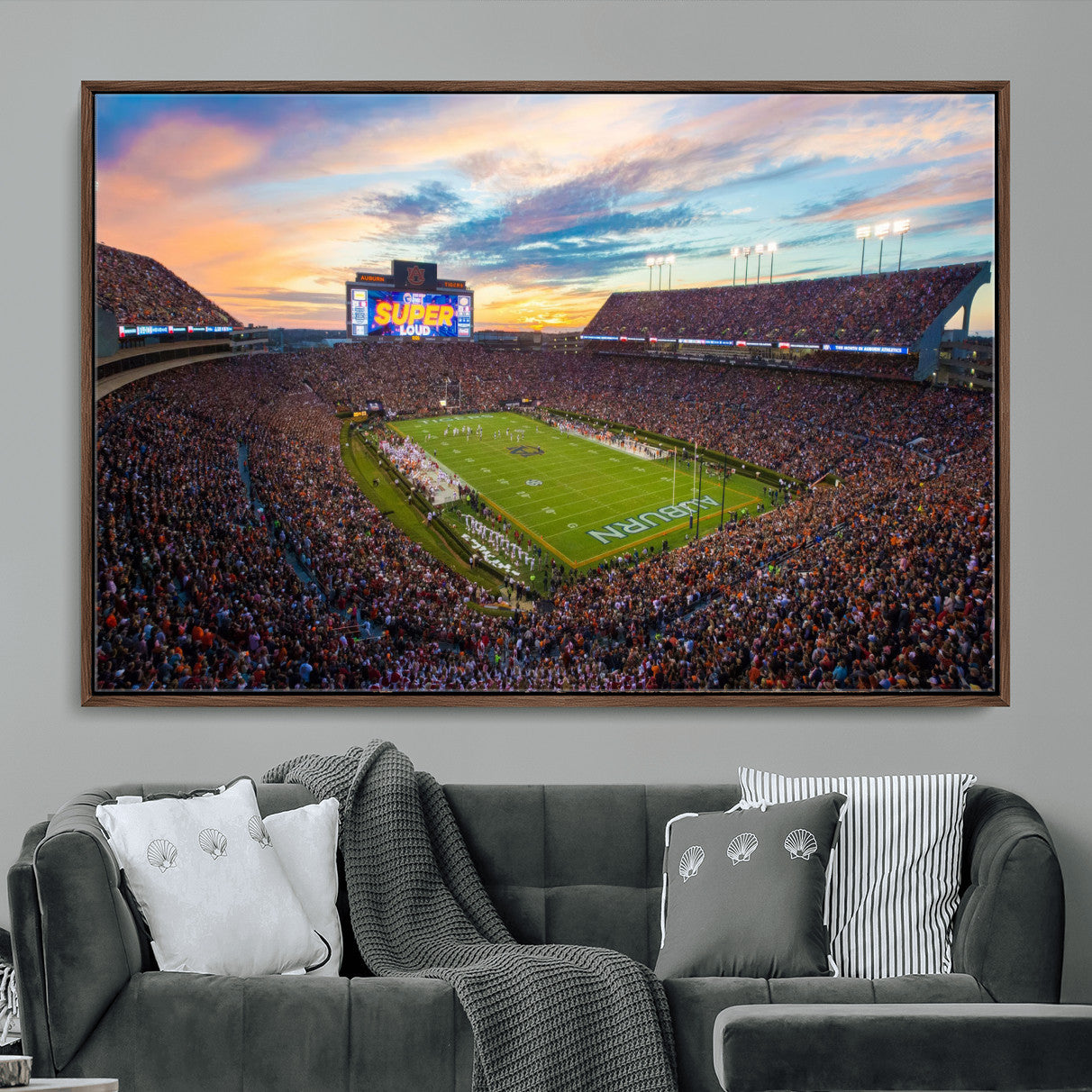 29755746-MGV-CV-36X24-Jordan-Hare Stadium Wall Art Canvas Print, Football Stadium Aerial View, College Sports Art for Man Cave or Game Room