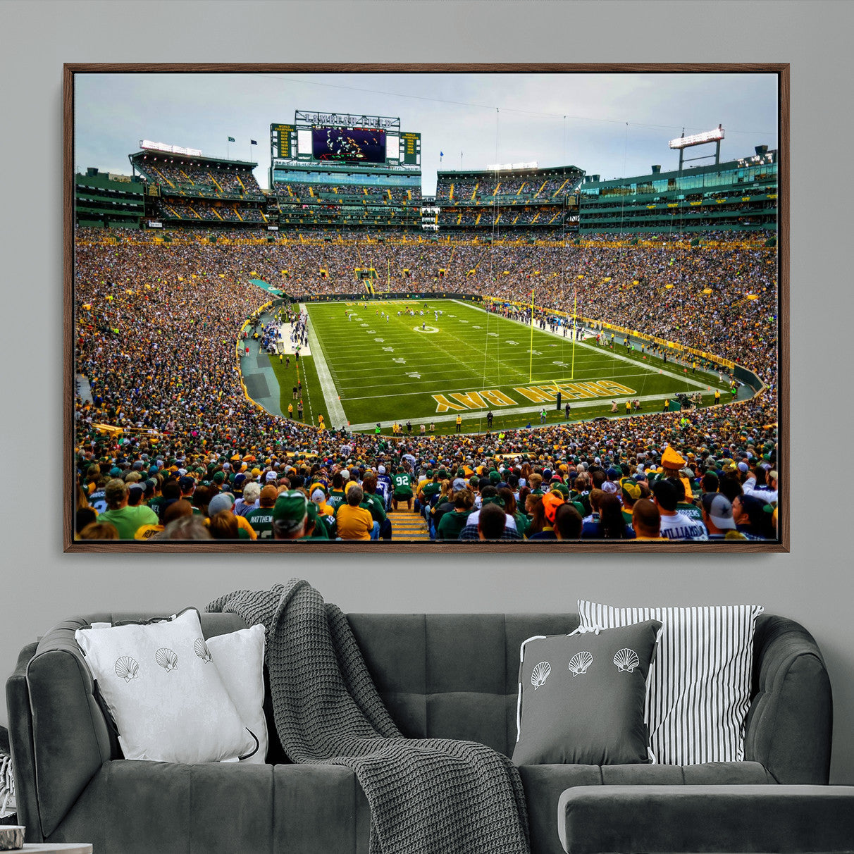 GBP101-MGV-FC-36X24 - Green Bay Packers Lambeau Field Stadium Wall Art Canvas Print, Iconic NFL Football Stadium Artwork, Wisconsin Sports Home Decor