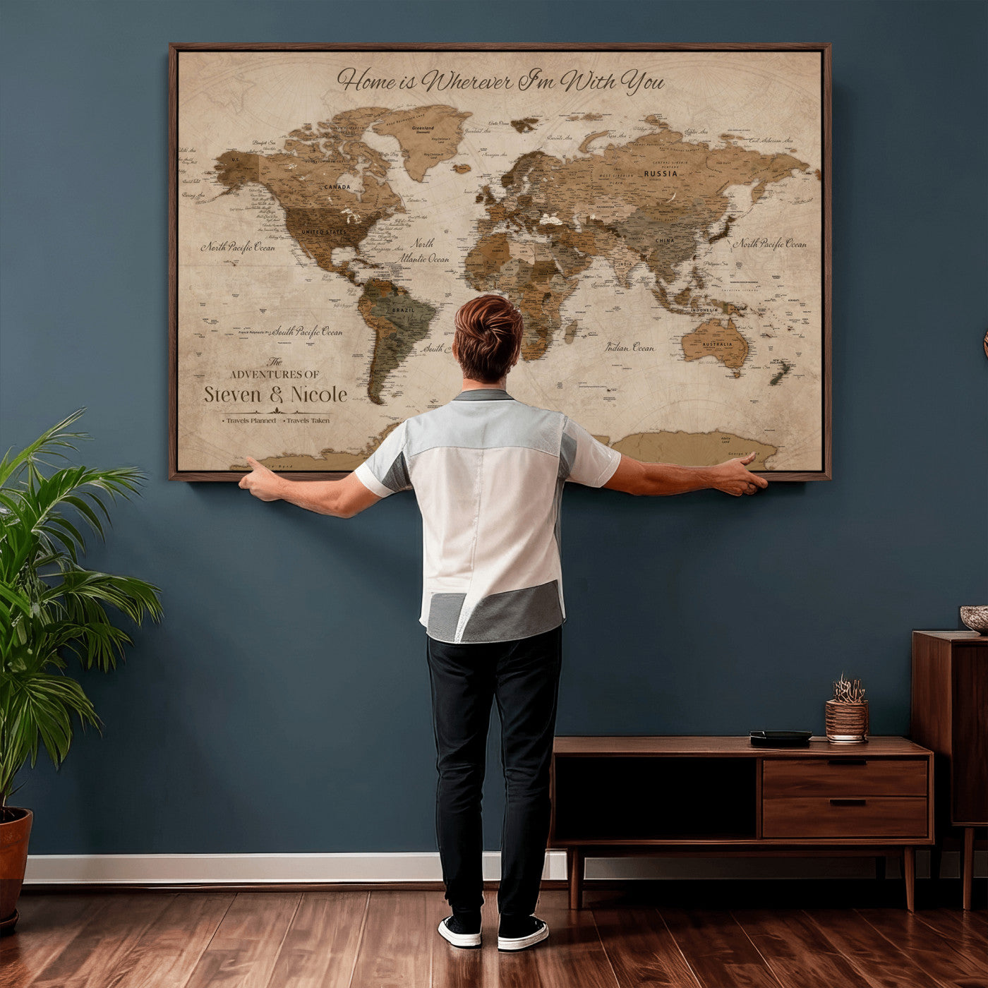 16491190-MGV-FC-36X24 - Personalized Push Pin World Map Wall Art Canvas Print with Pins – Customize  Travel Tracker Map for Home and Office Décor