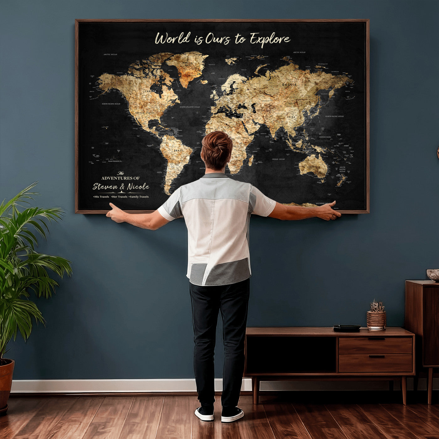 64106311-MGV-FC-36X24 - Personalized Push Pin World Map Wall Art Canvas Print with Pins – Customize  Travel Tracker Map for Home and Office Décor
