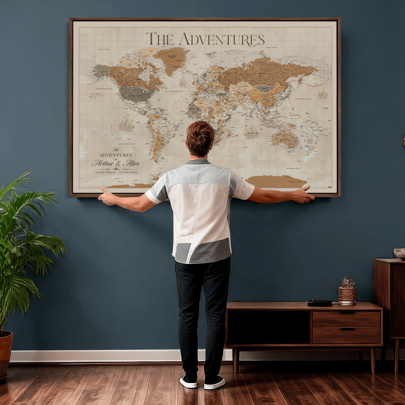 57738274-MGV-CV-36X24 - Custom Push Pin World Map Wall Art Canvas Print – Personalized Travel Tracker - NEWMAP-10