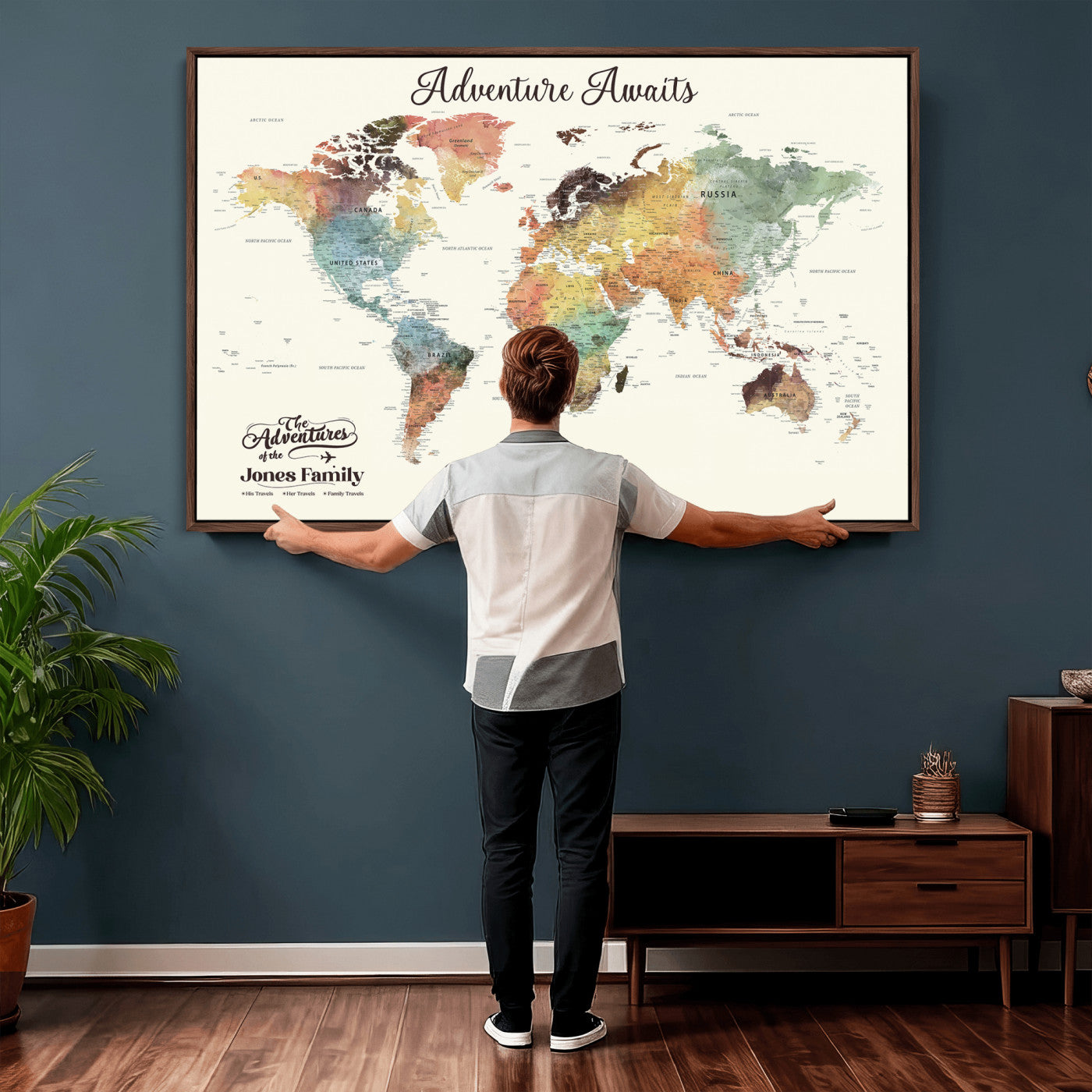 73360781-MGV-CV-36X24 - Custom Push Pin World Map Wall Art Canvas Print – Personalized Travel Tracker - NEWMAP-7