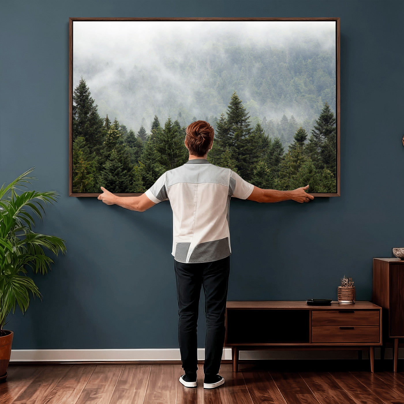 37010054-MGV-CV-36X24 - Misty Mountain Forest Wall Art Canvas Print