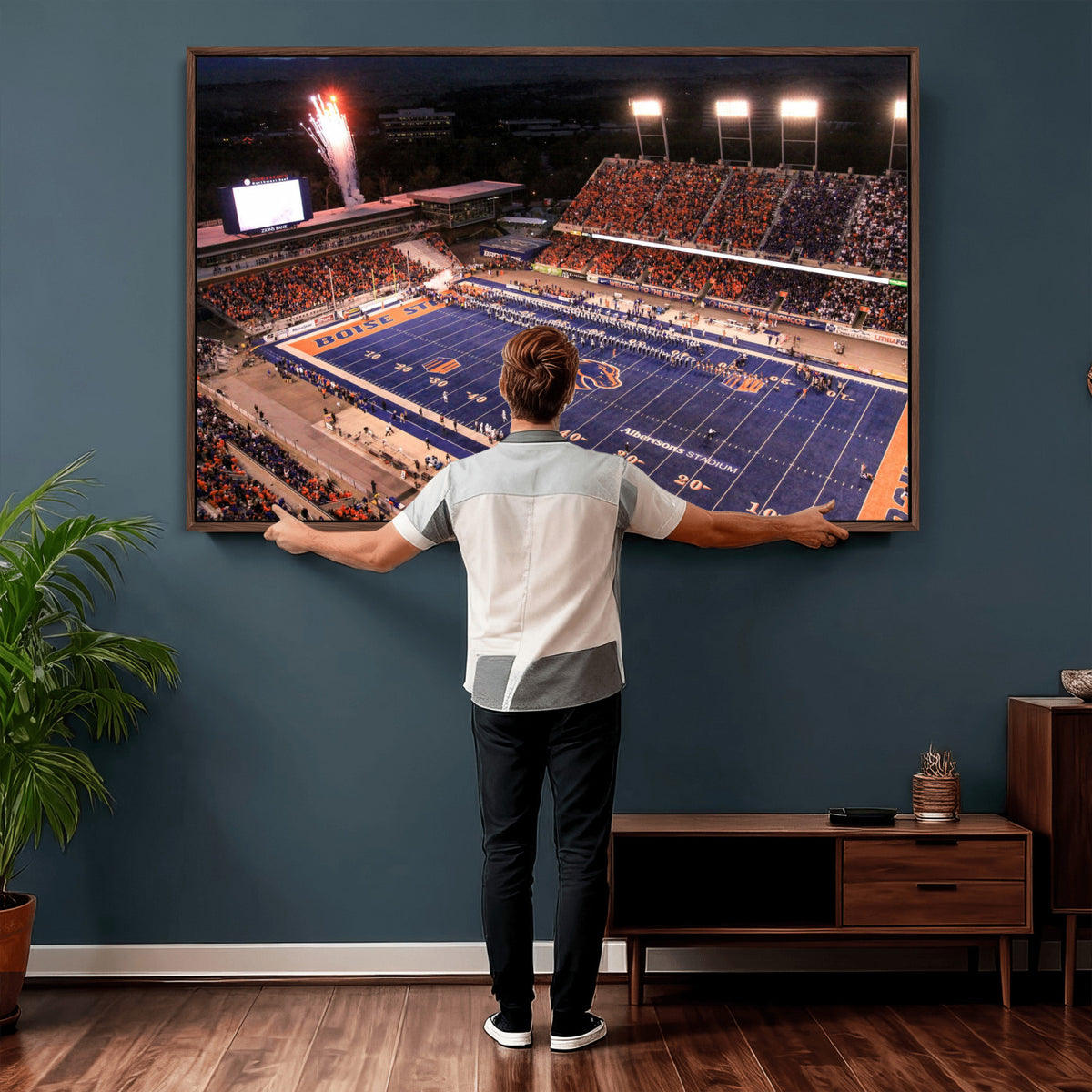 58849575-MGV-CV-36X24 - Boise State Stadium Large Wall Art Canvas Print for Living Room and Game Room Decor